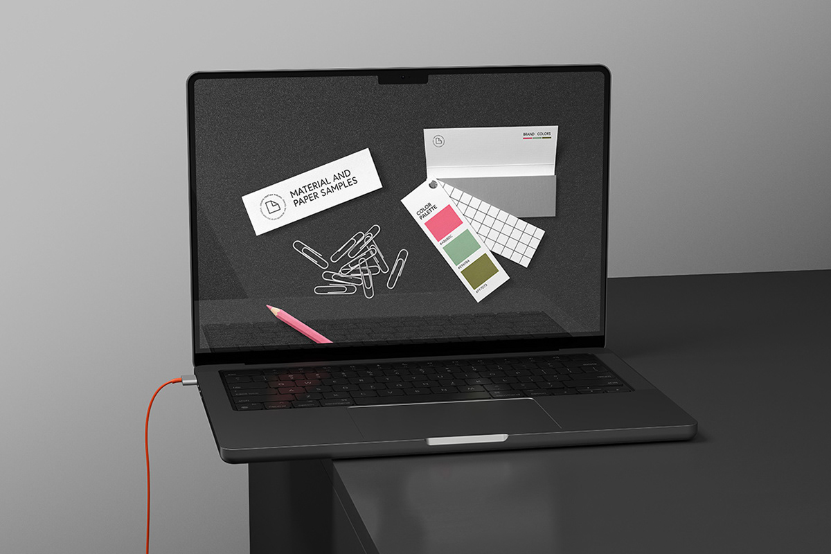 Laptop mit Online Workshop Angebot über Falttechniken von Kristina Wissling