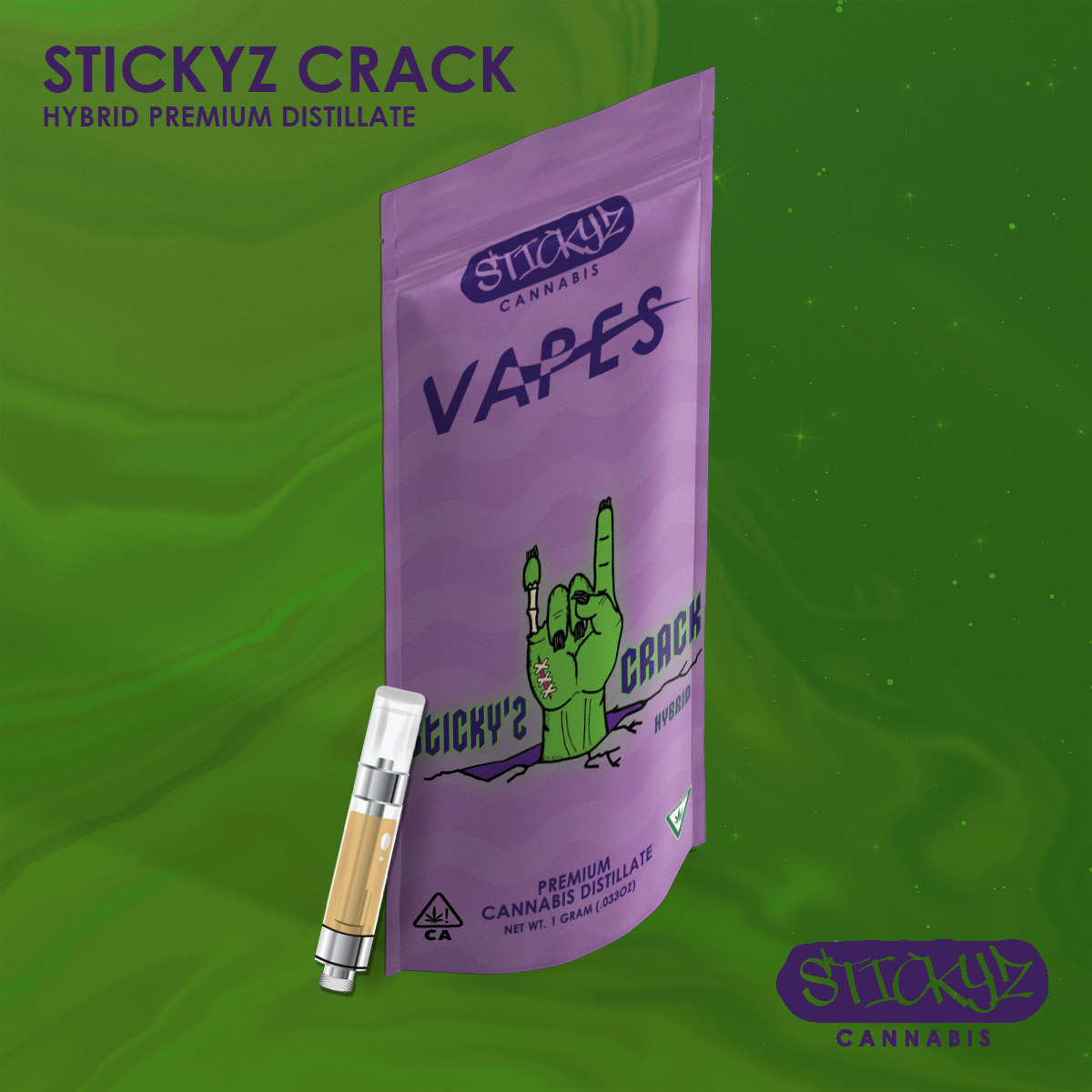 Sticky'z Crack Vape Cartridge