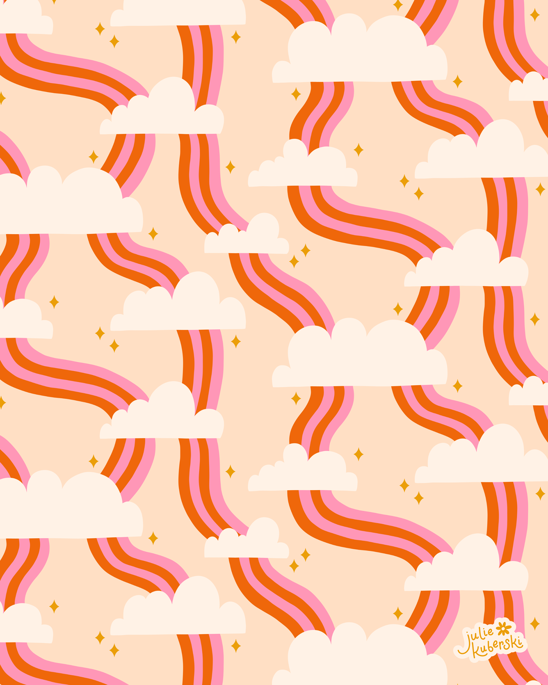 Red and pink rainbow skies pattern