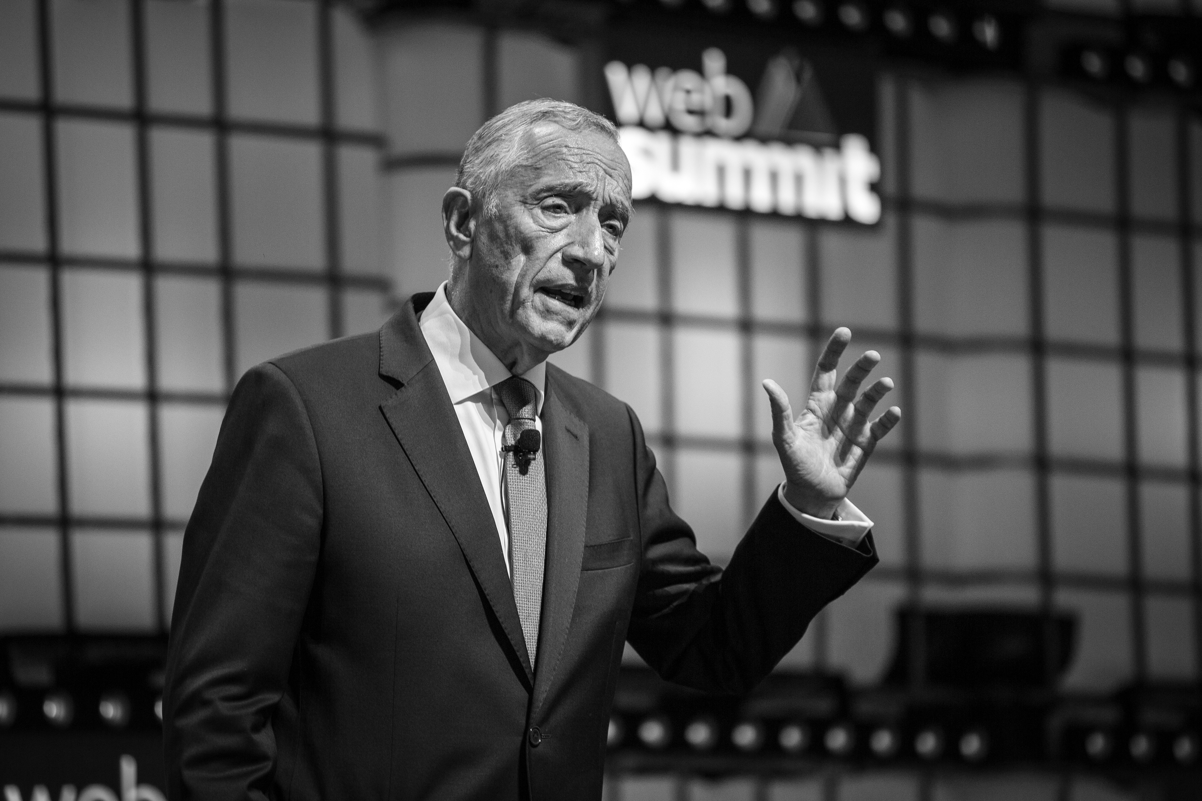 The Portuguese Presidente, Marcelo Rebelo de Sousa, speaks on the main stage