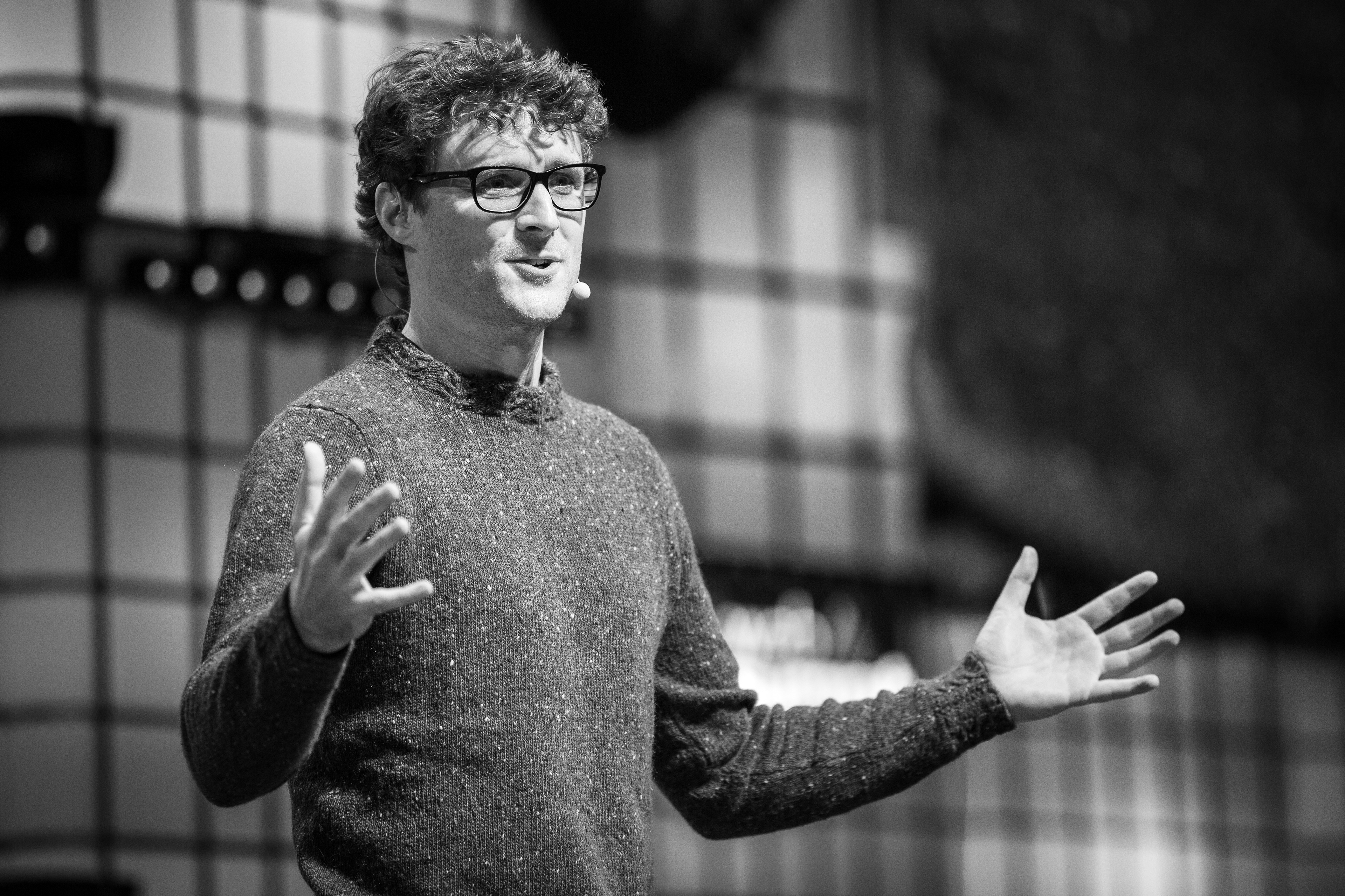 Paddy Cosgrave, the founder of Web Summit speaks on the main stage