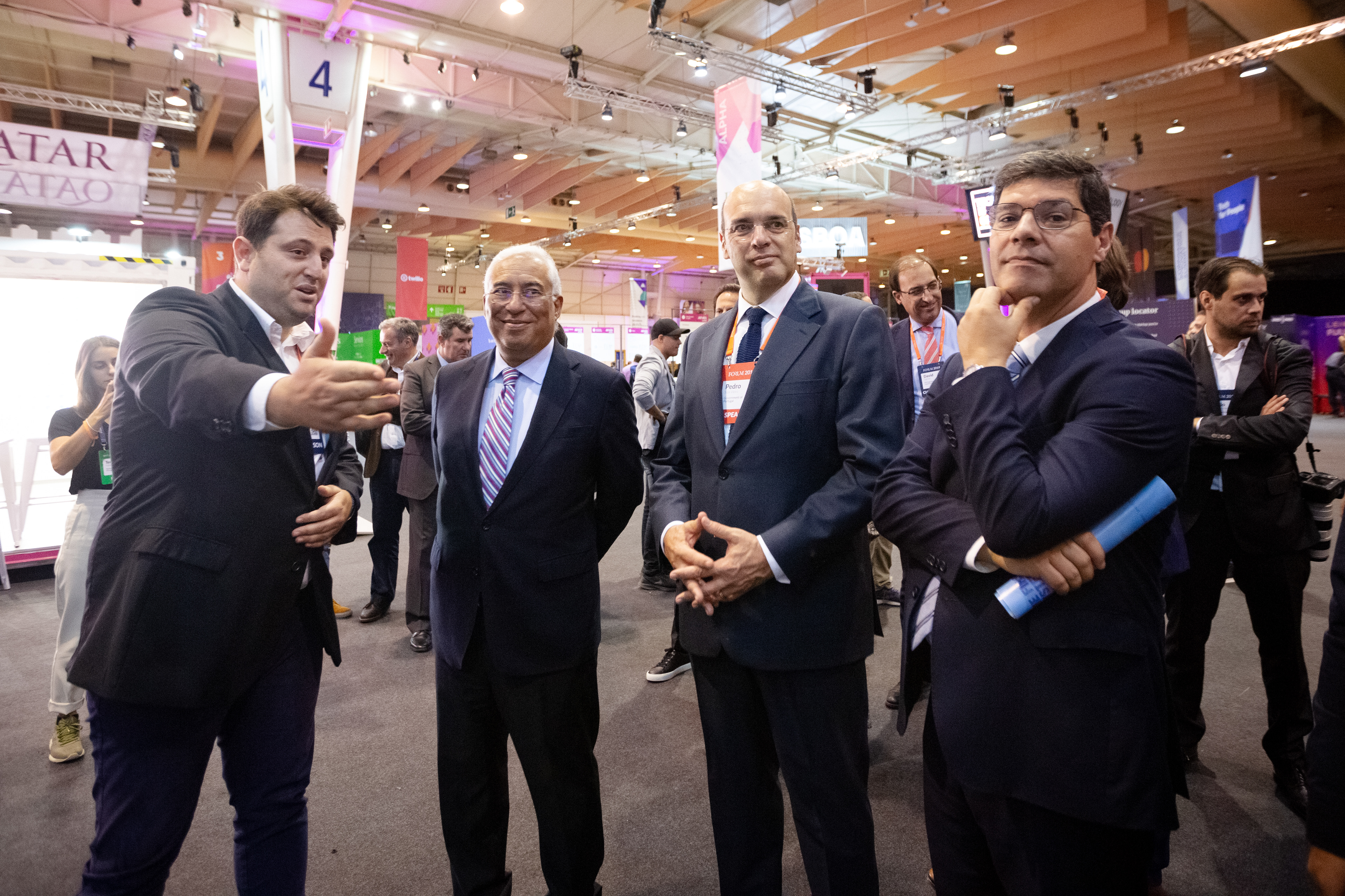 The Prime-Minister of Portugal, António Costa (2nd from left), visits the portuguese booths along Minister Pedro Siza Vieira and Secretary of State Eurico Brilhante Dias 