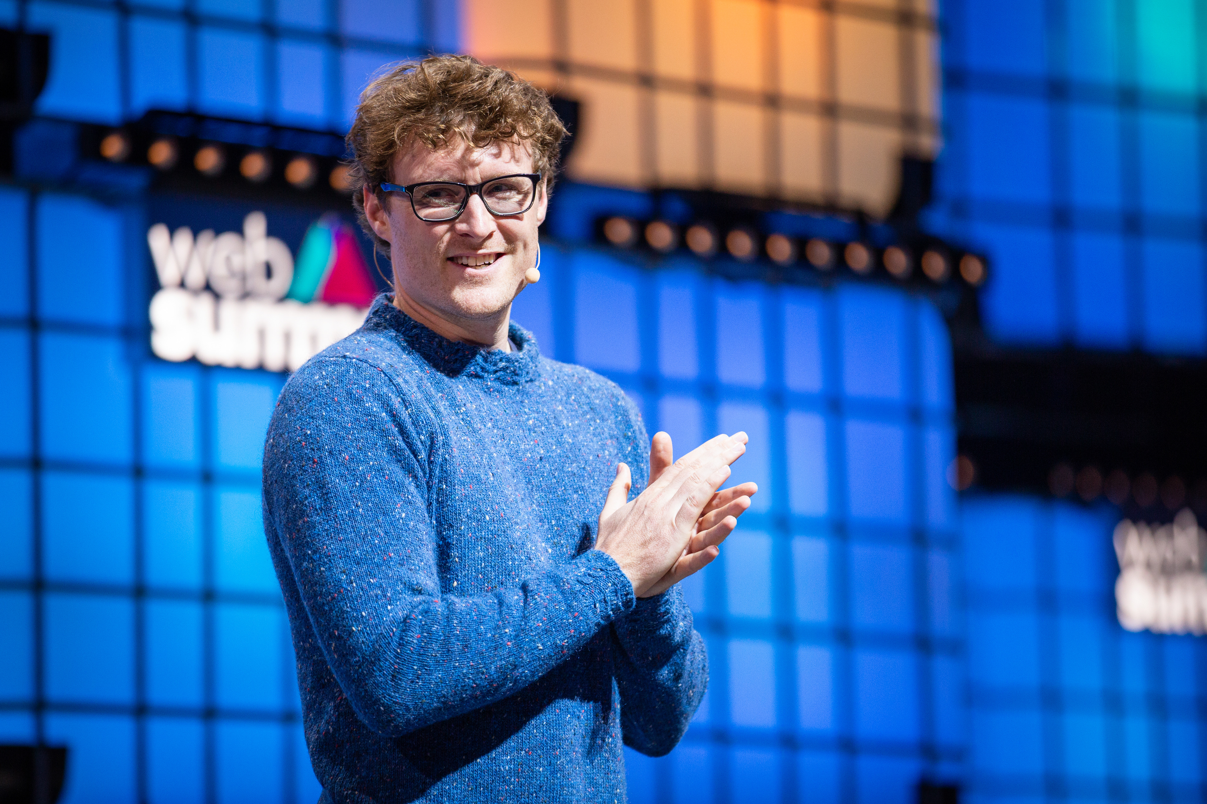 Paddy Cosgrave, the founder of Web Summit speaks on the main stage