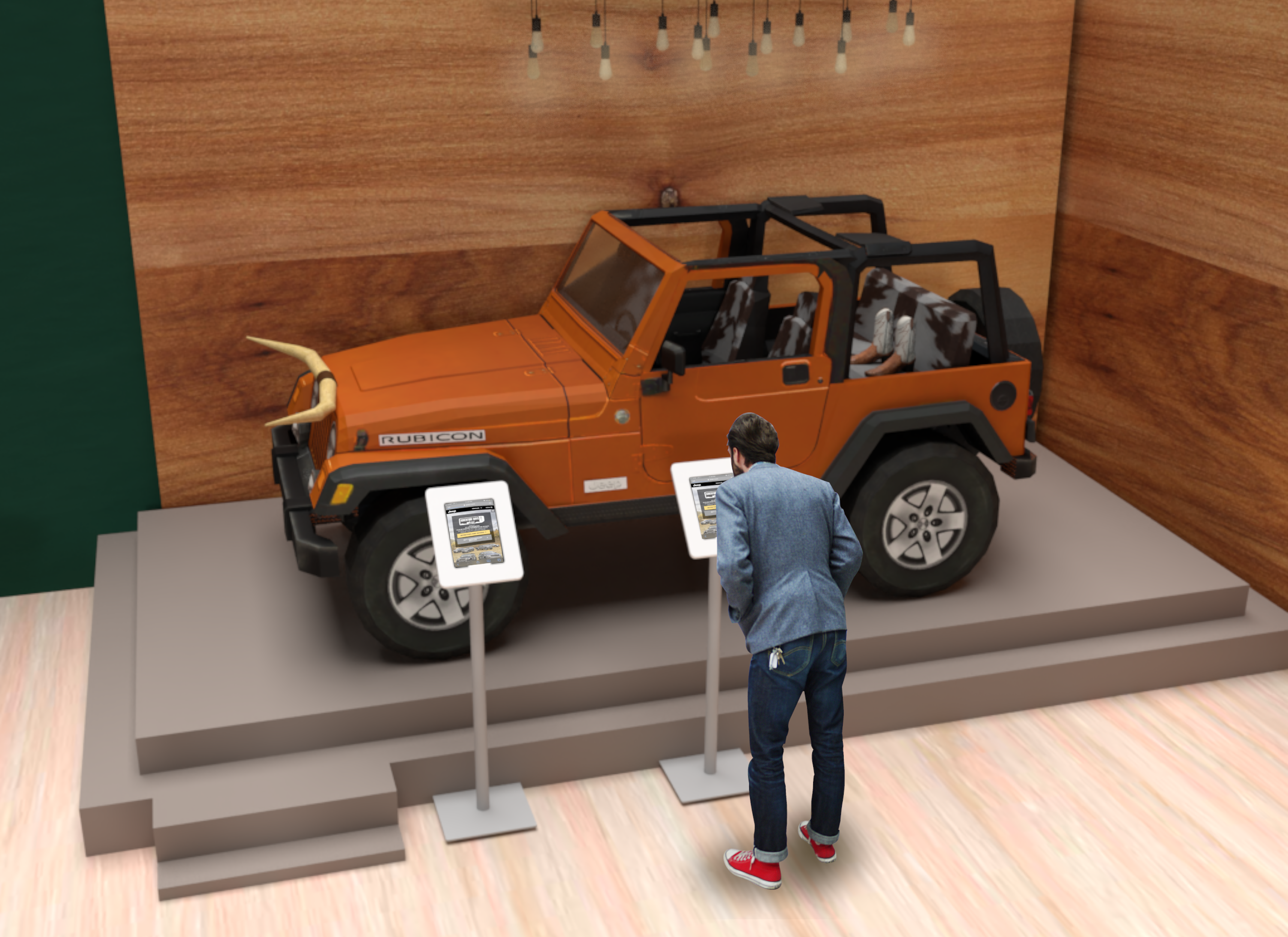 Customized Longhorn Jeep: Visitors of the lounge are able to enter their name in a sweepstakes to win this country-fied Jeep Wrangler and a new pair of boots