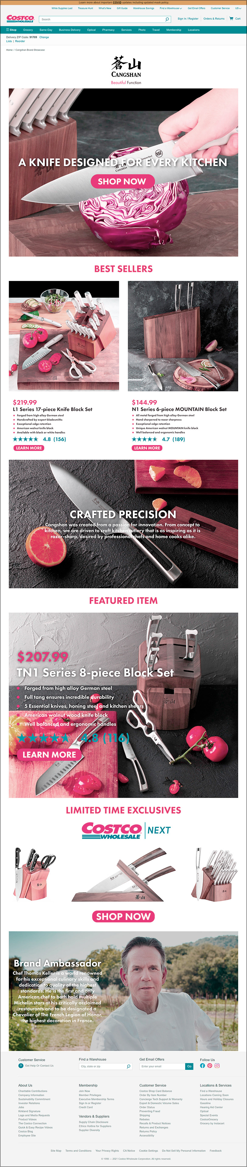 cangshan branded costco storefront homepage whole