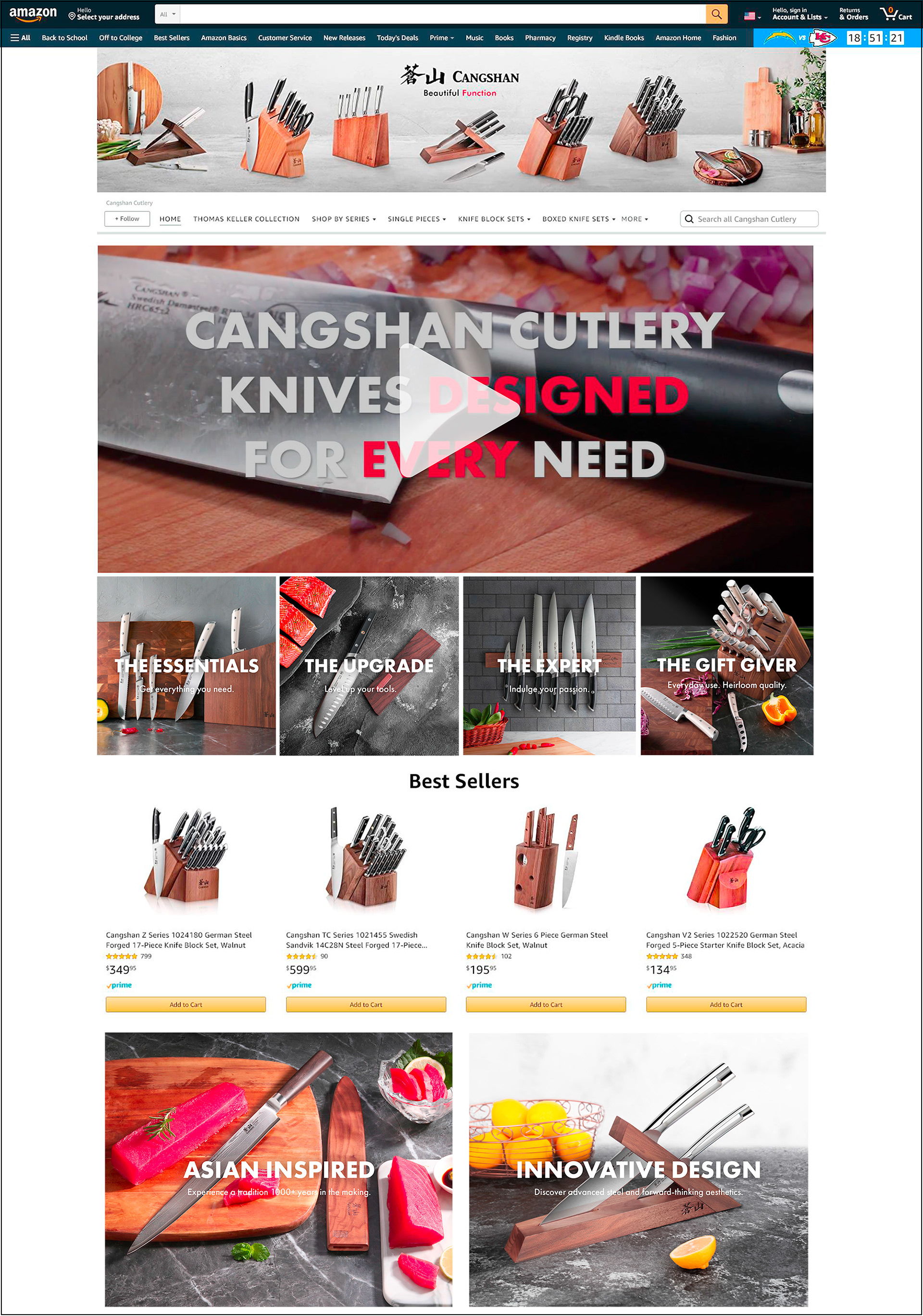 cangshan branded amazon storefront homepage top