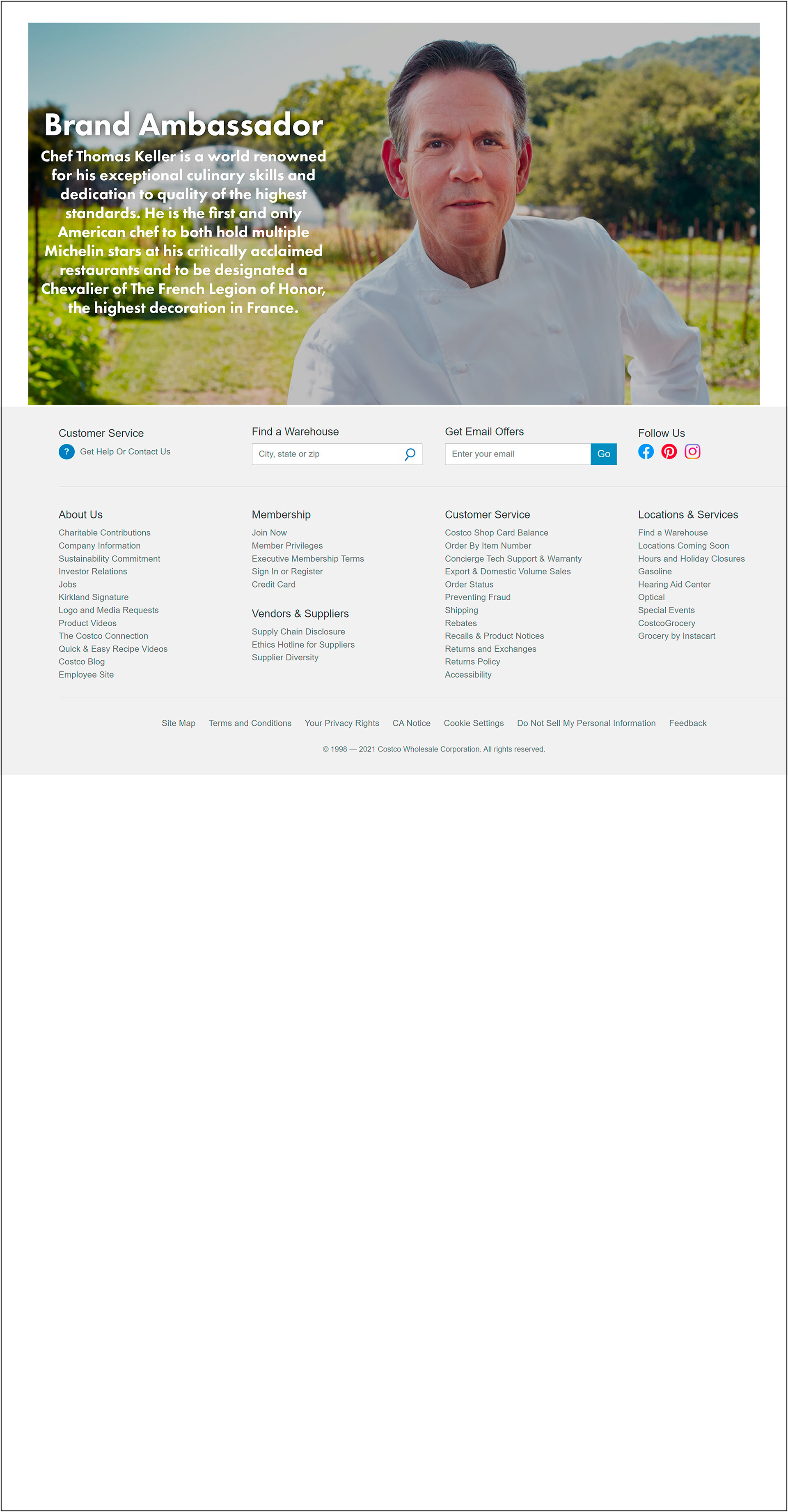 cangshan branded costco storefront homepage bottom