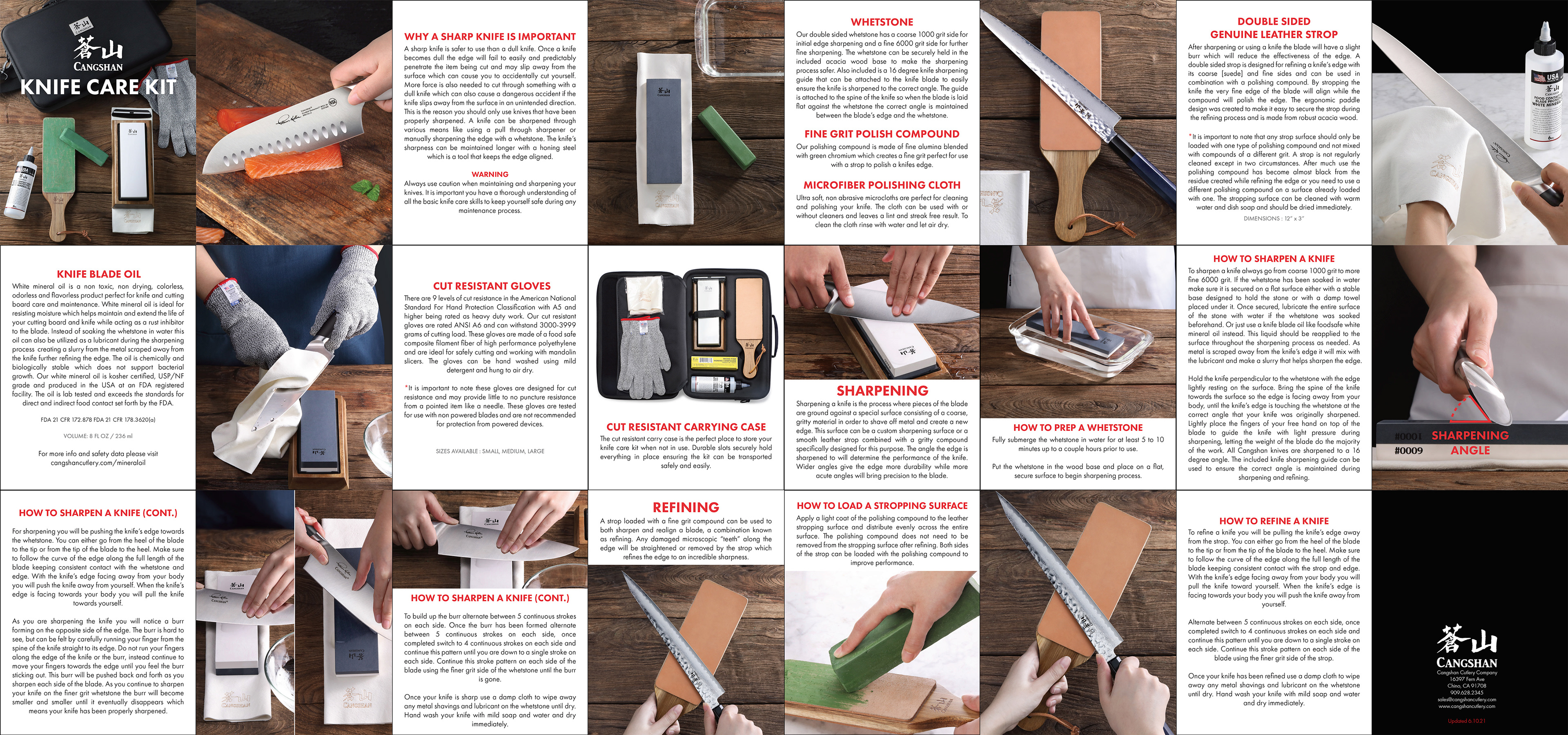cangshan knife care & sharpening kit instruction manual