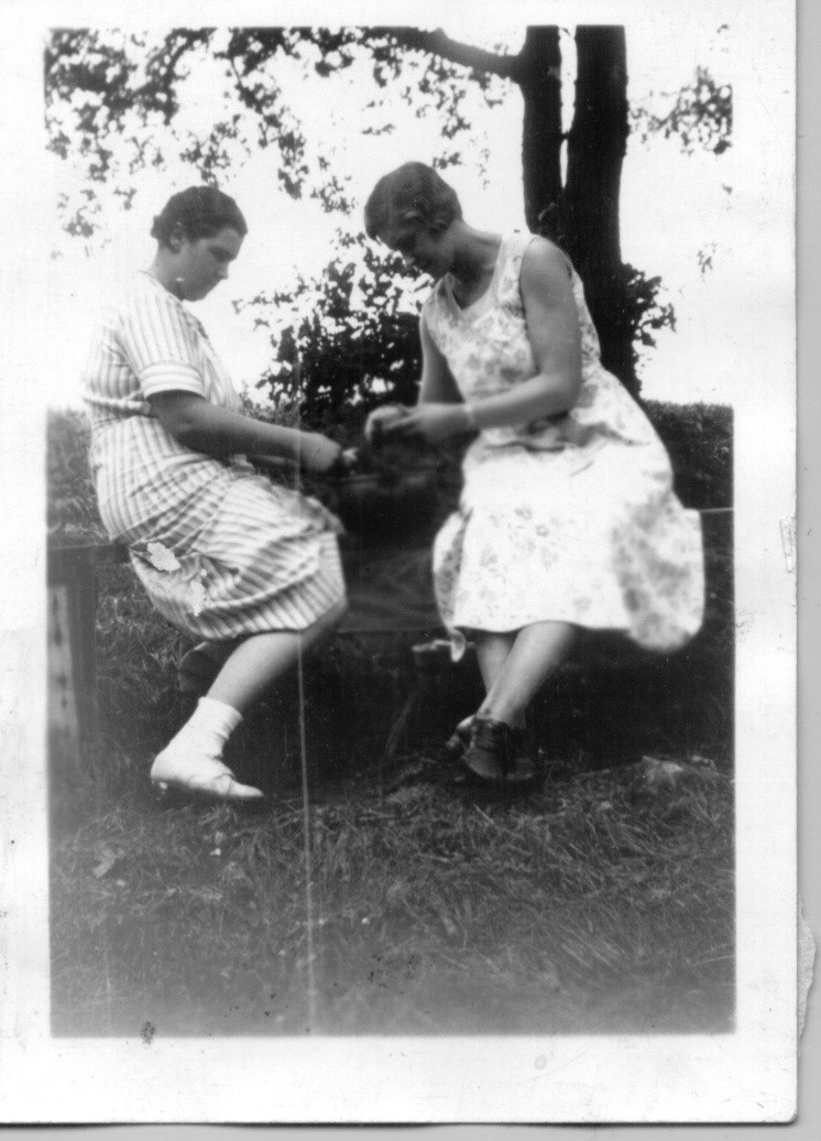 Arlyn and Mable peeling potatoes