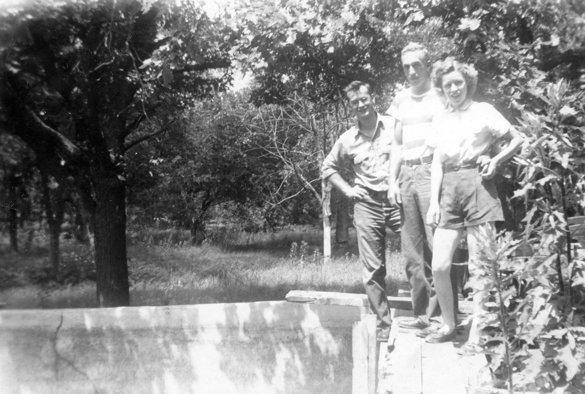 L to R: unknown, Elwin Dikeman and his wife Jane