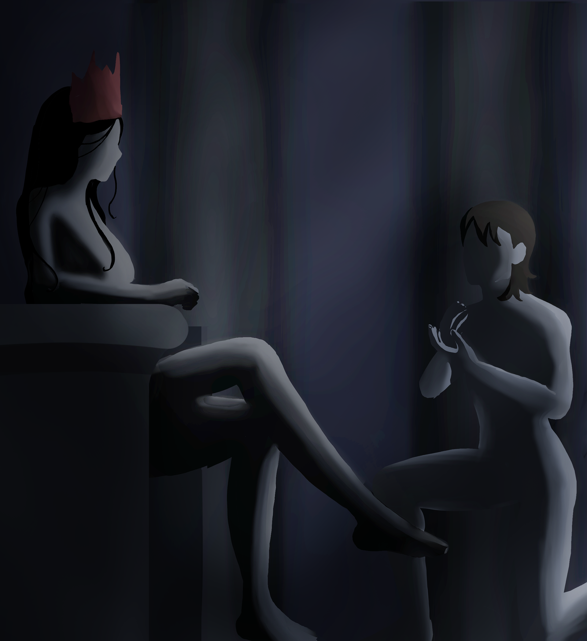 Narrative illustration — original scene exploring sacrifice and emotional tension through gesture and composition. (Clip Studio Paint)