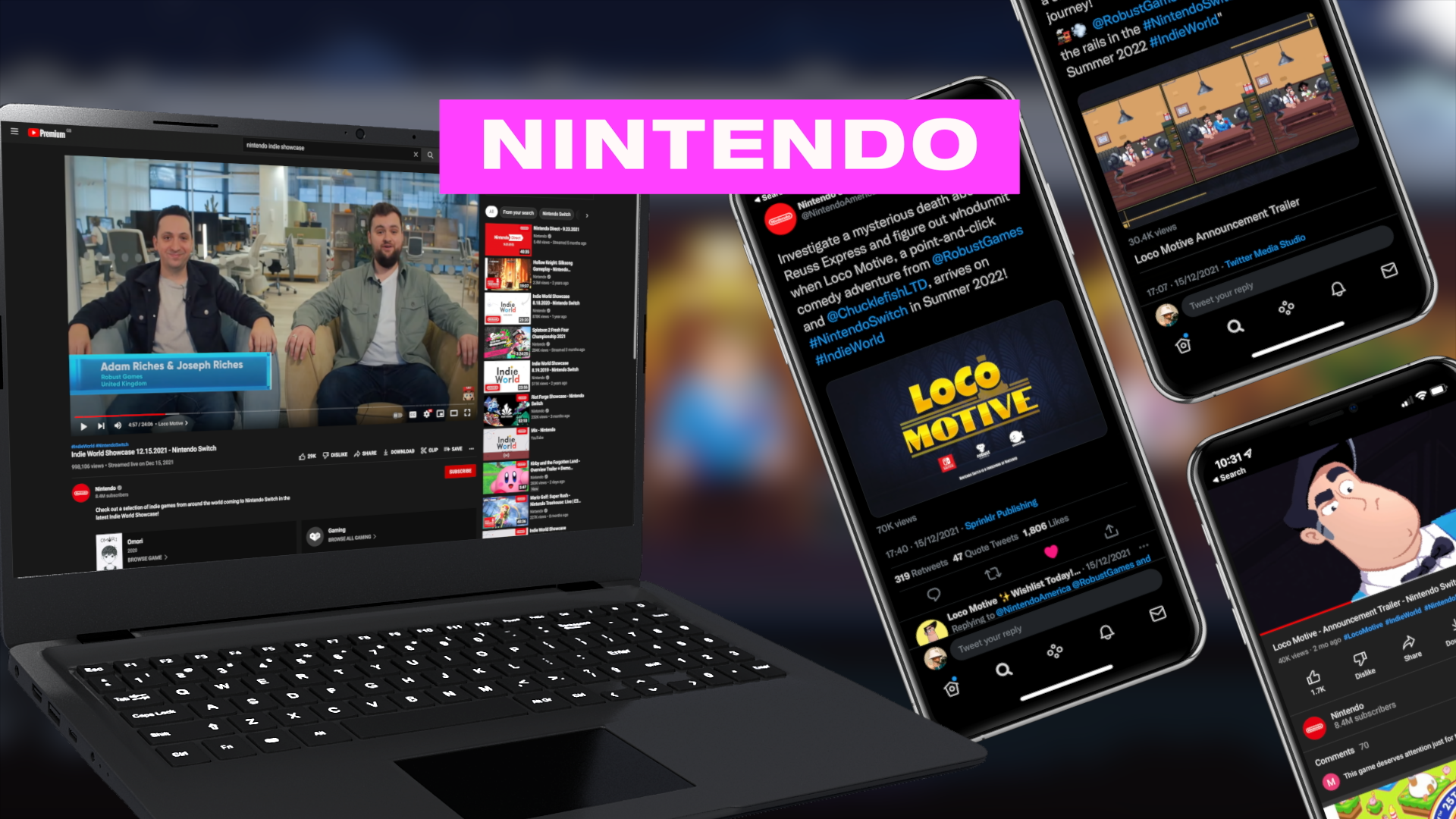 Shot and edited trailer and "Loco Motive" dev spotlight for Nintendo's Indie Showcase broadcast.