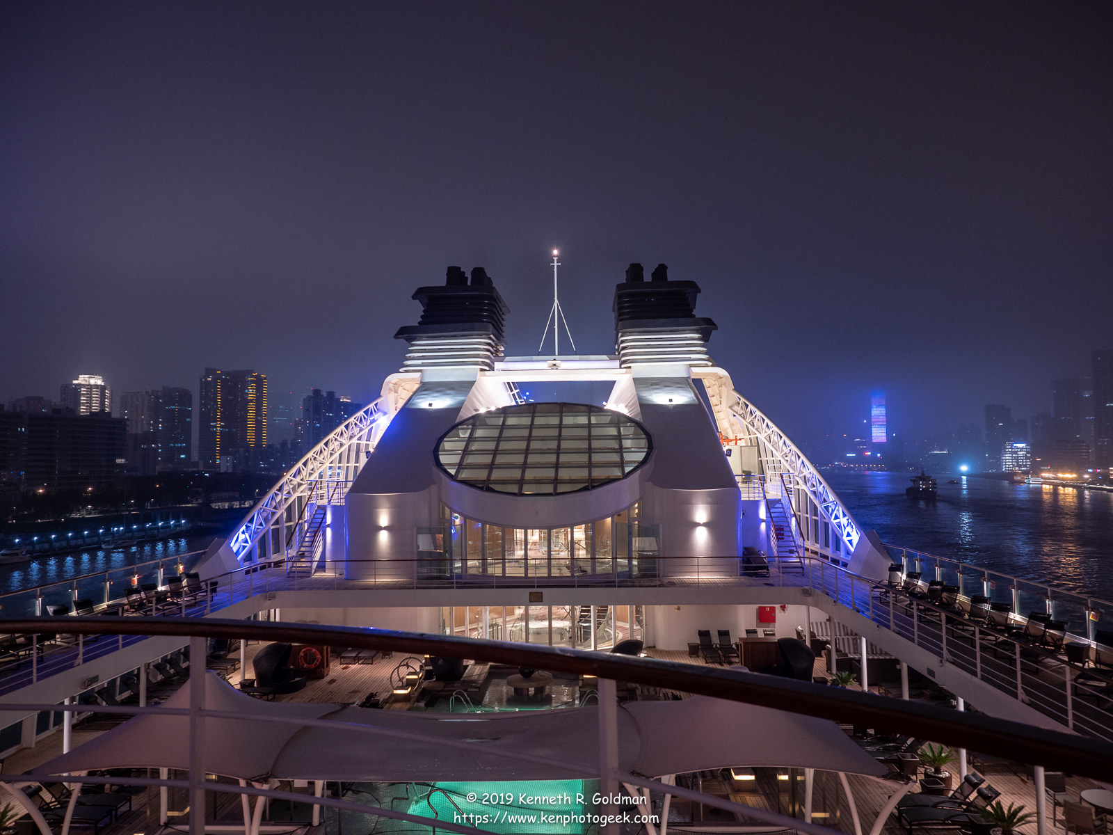 Leaving Shanghai at Night on Seabourn Sojourn