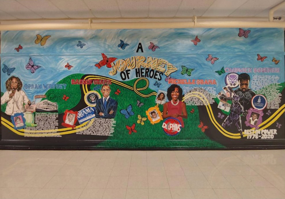 A Journey of Heroes Designed by Noni Michelle Painted by Noni Michelle & Rhonda Gray Carter Elementary, Chicago, IL