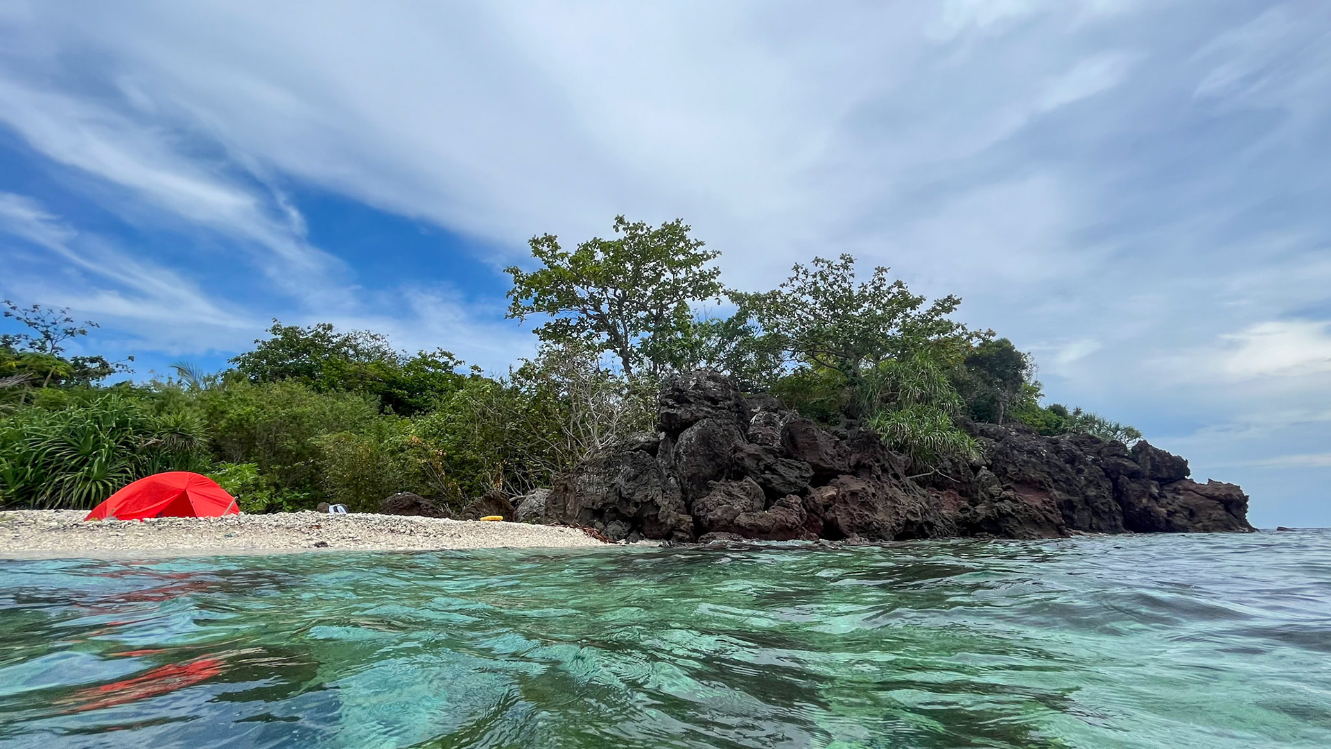 Clear waters in the island
