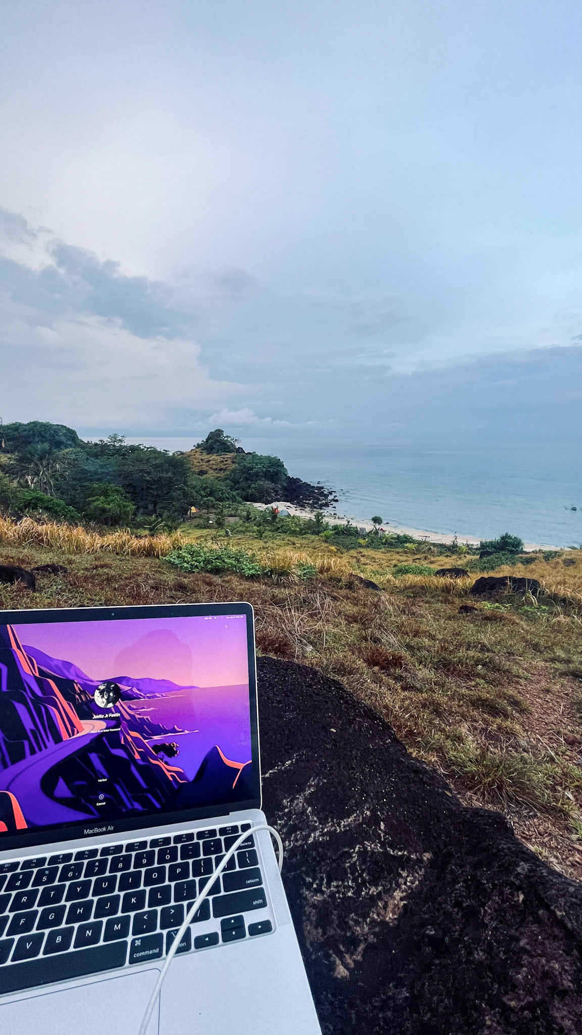 Working at the top of Gakut. Only place to get an internet connection :)