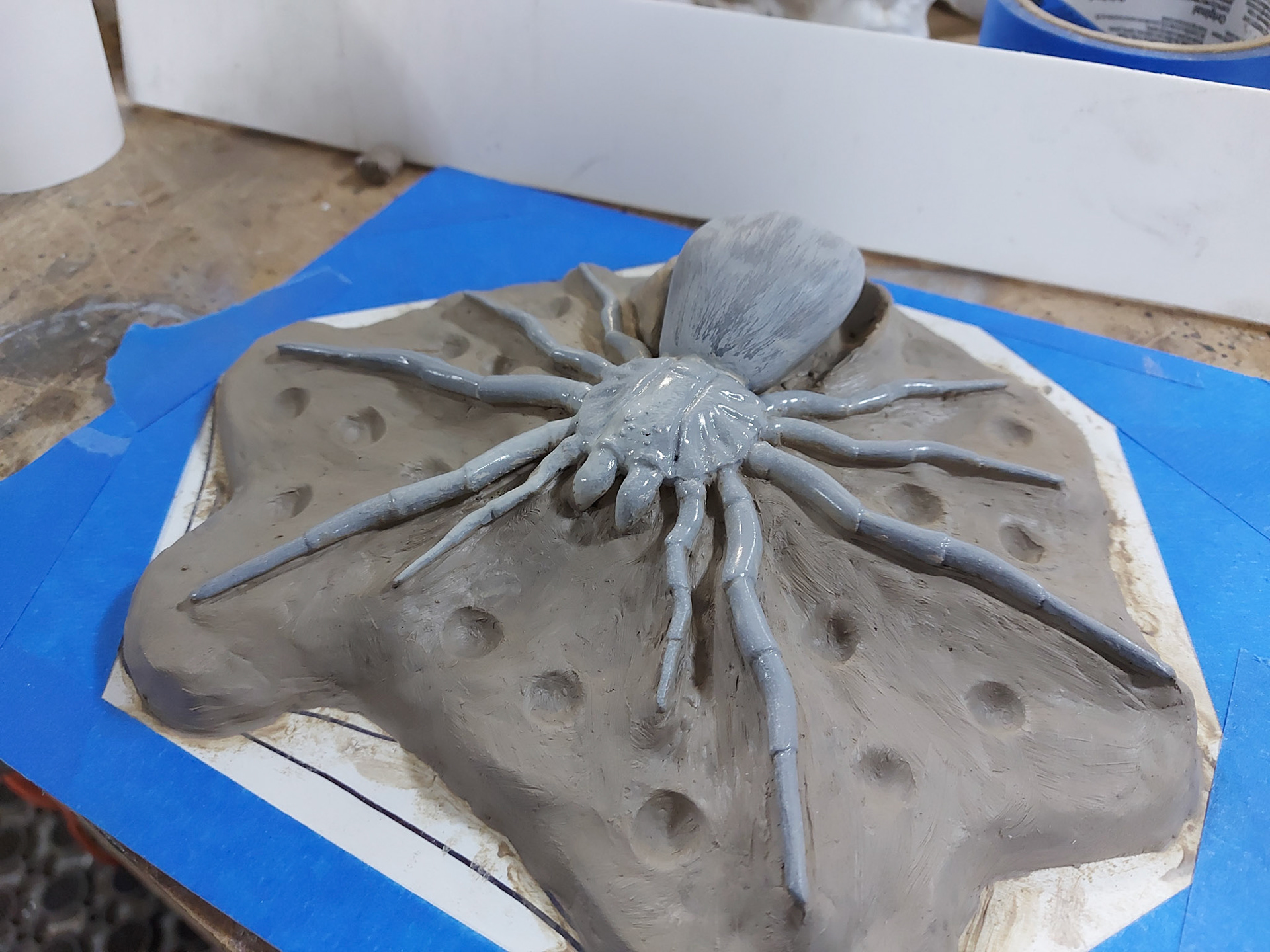3D printed spider being molded