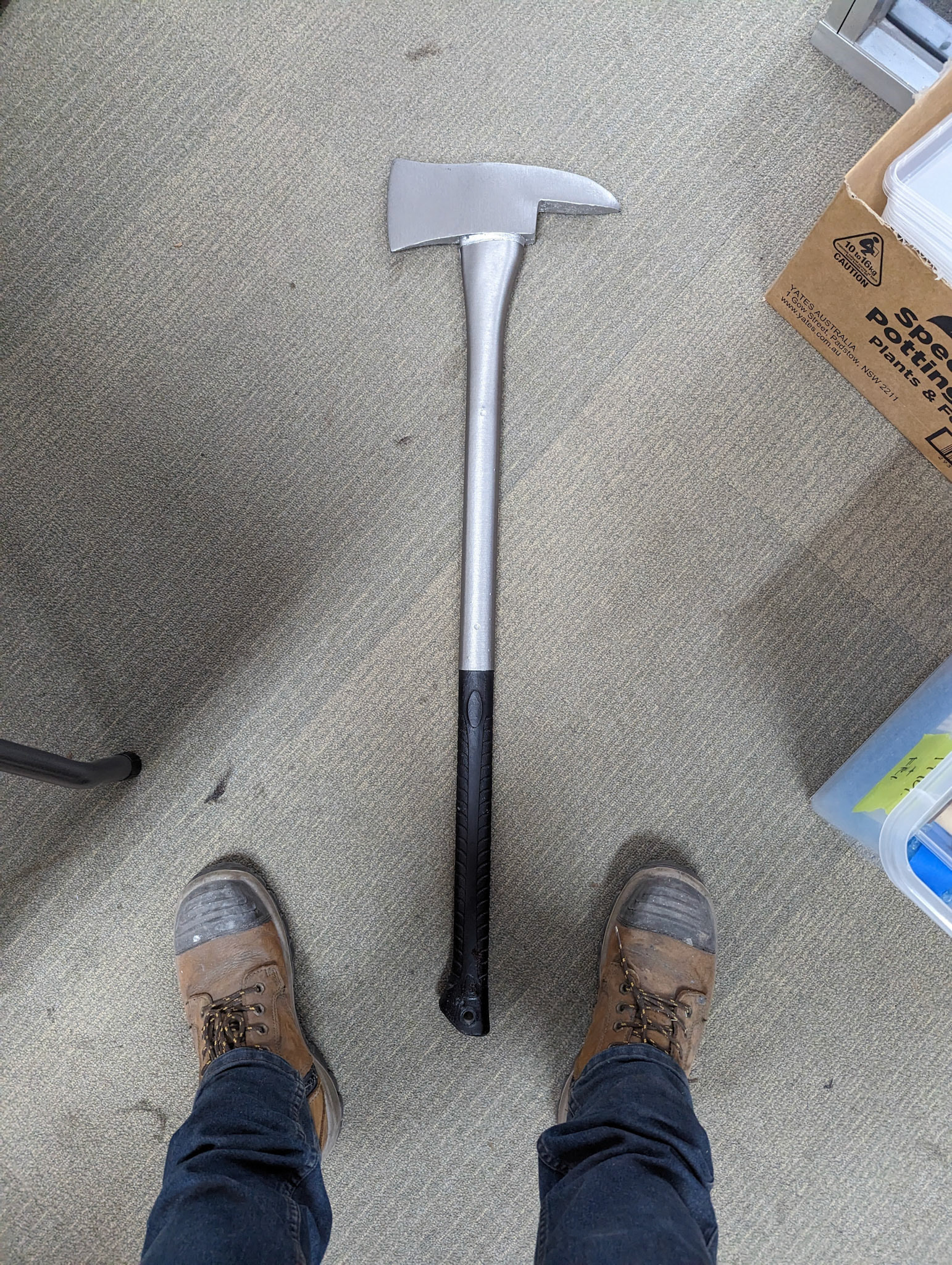 Soft brushed metal fire axe