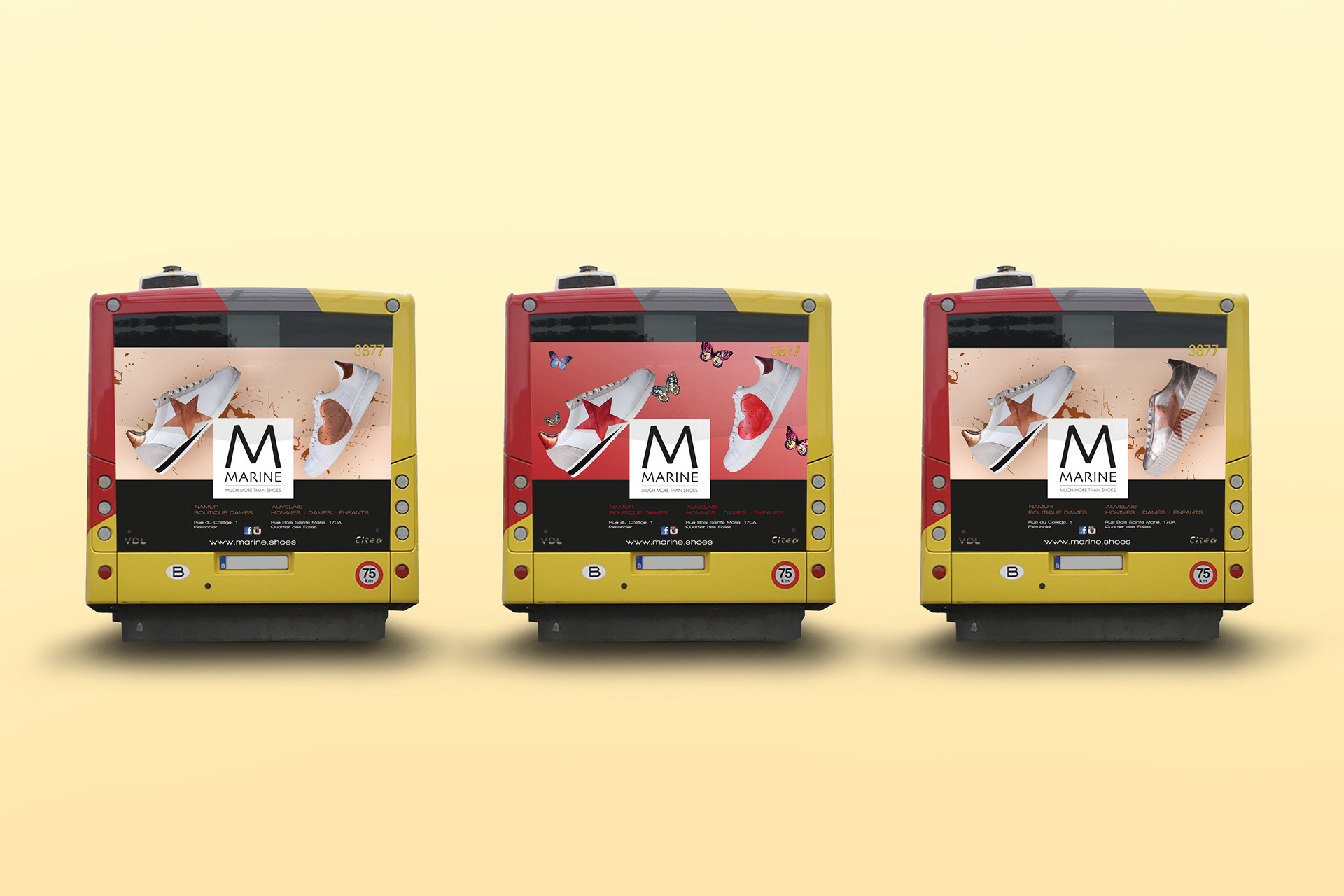Conception de lettrage publicitaire sur des bus