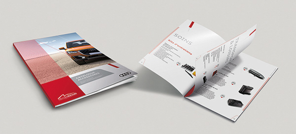 Mise en page de catalogue automobile par une graphiste freelance