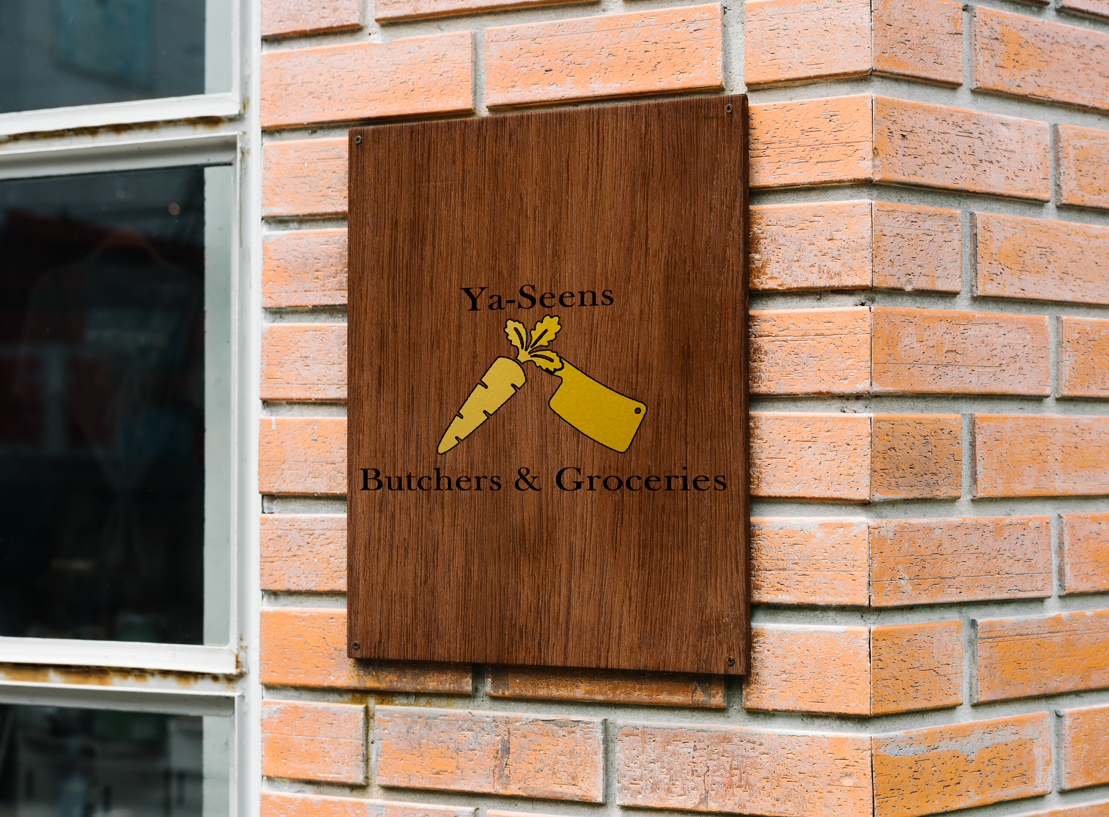 Ya -Seen logo placed on shop sign wood effect Mock-ups provided by rawpixel.com / Freepik
