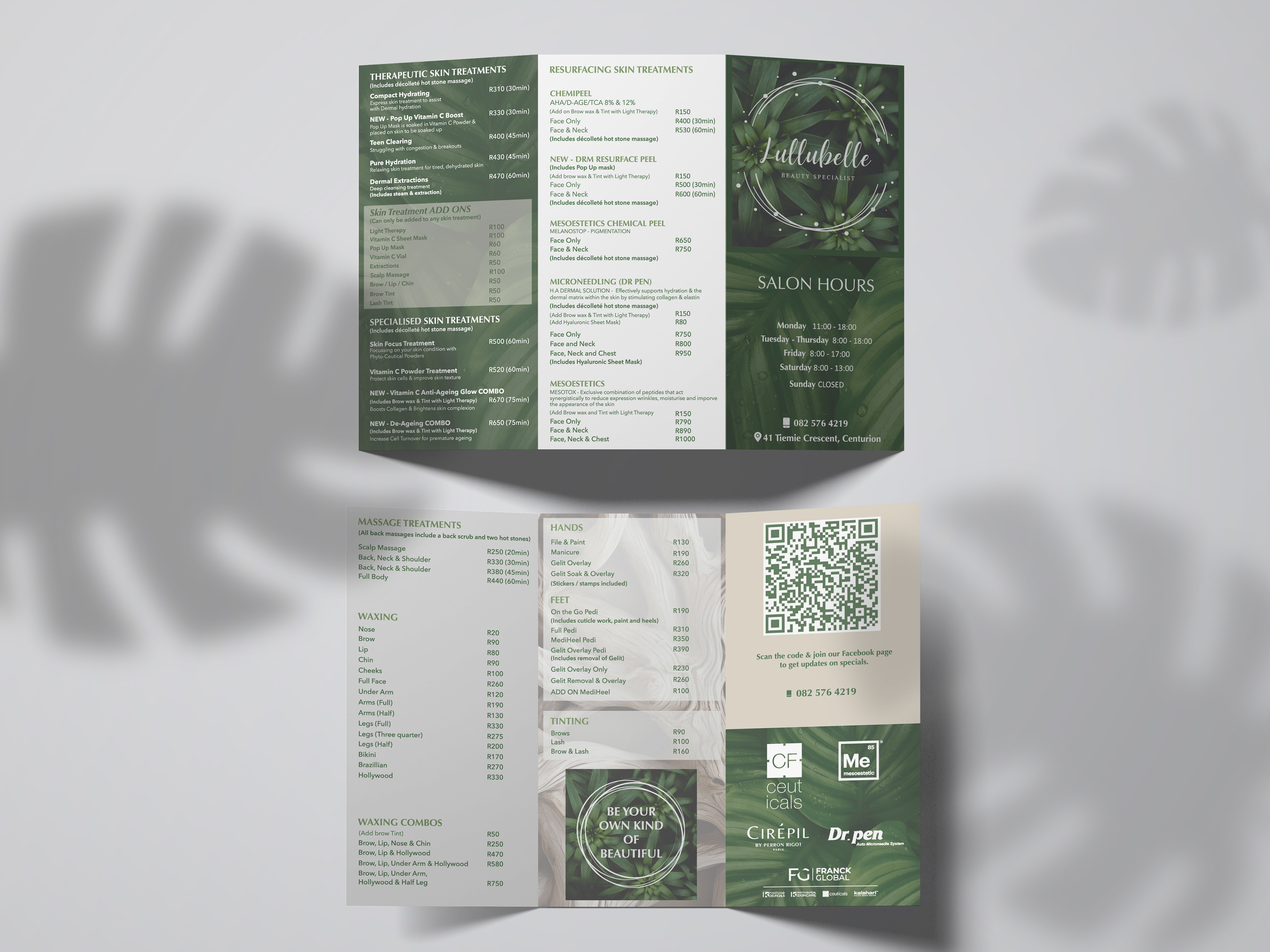 Lullubelle Beauty Specialist - Tri-fold Pricelist