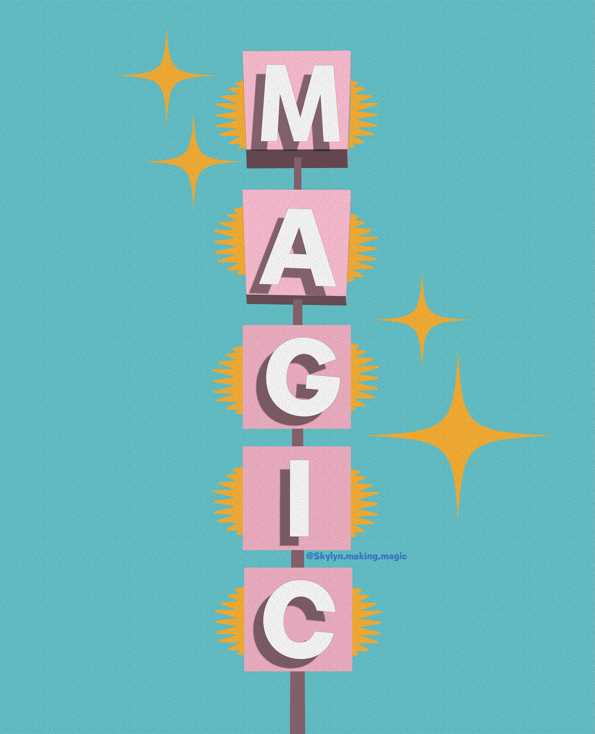 This was a graphic I designed for my personal social media page. I wanted a minimal and old-school Disney themed graphic with bright colors and a nod to pixie dust.