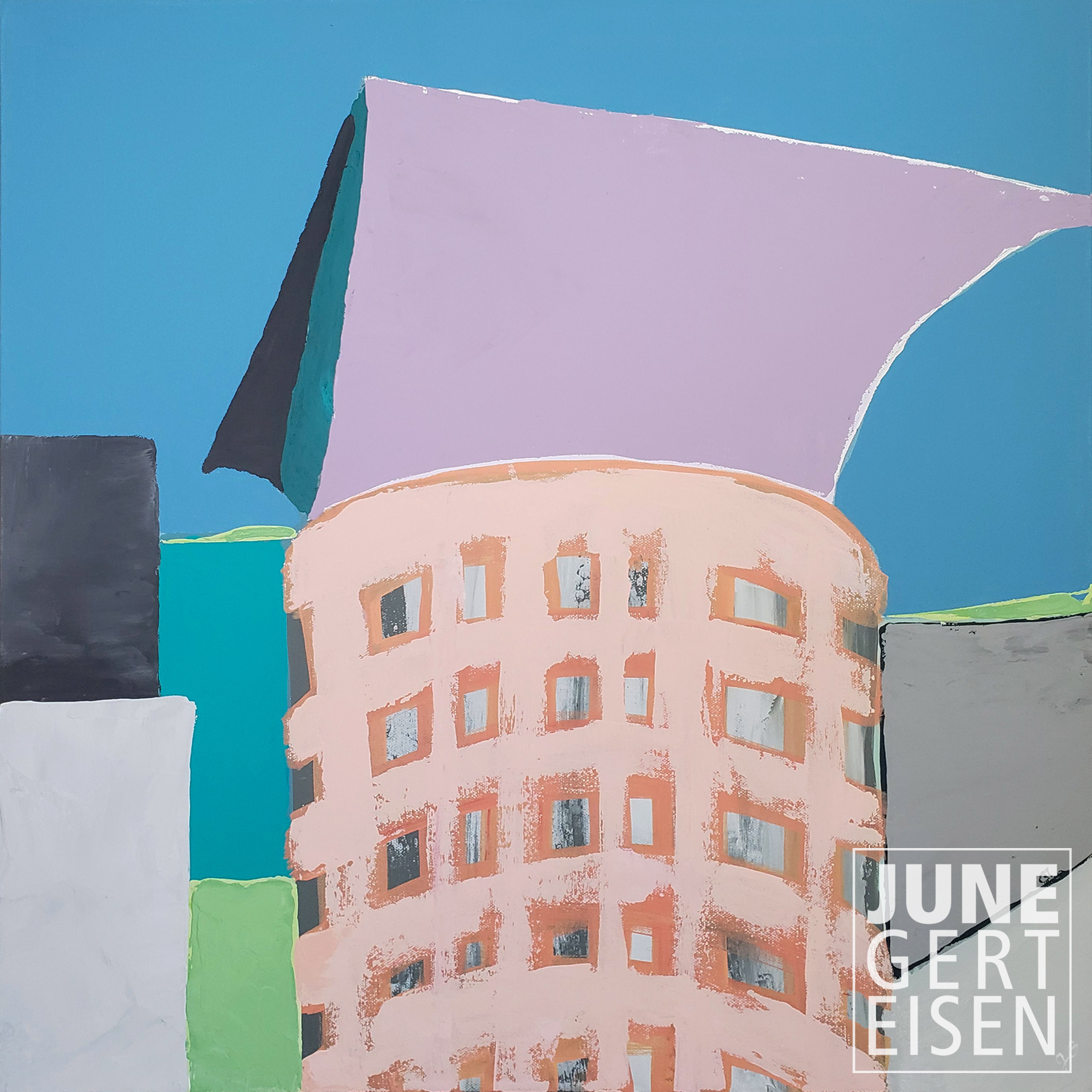 Library, Denver, 2022. Acrylic on canvas, 24 x 24 inches