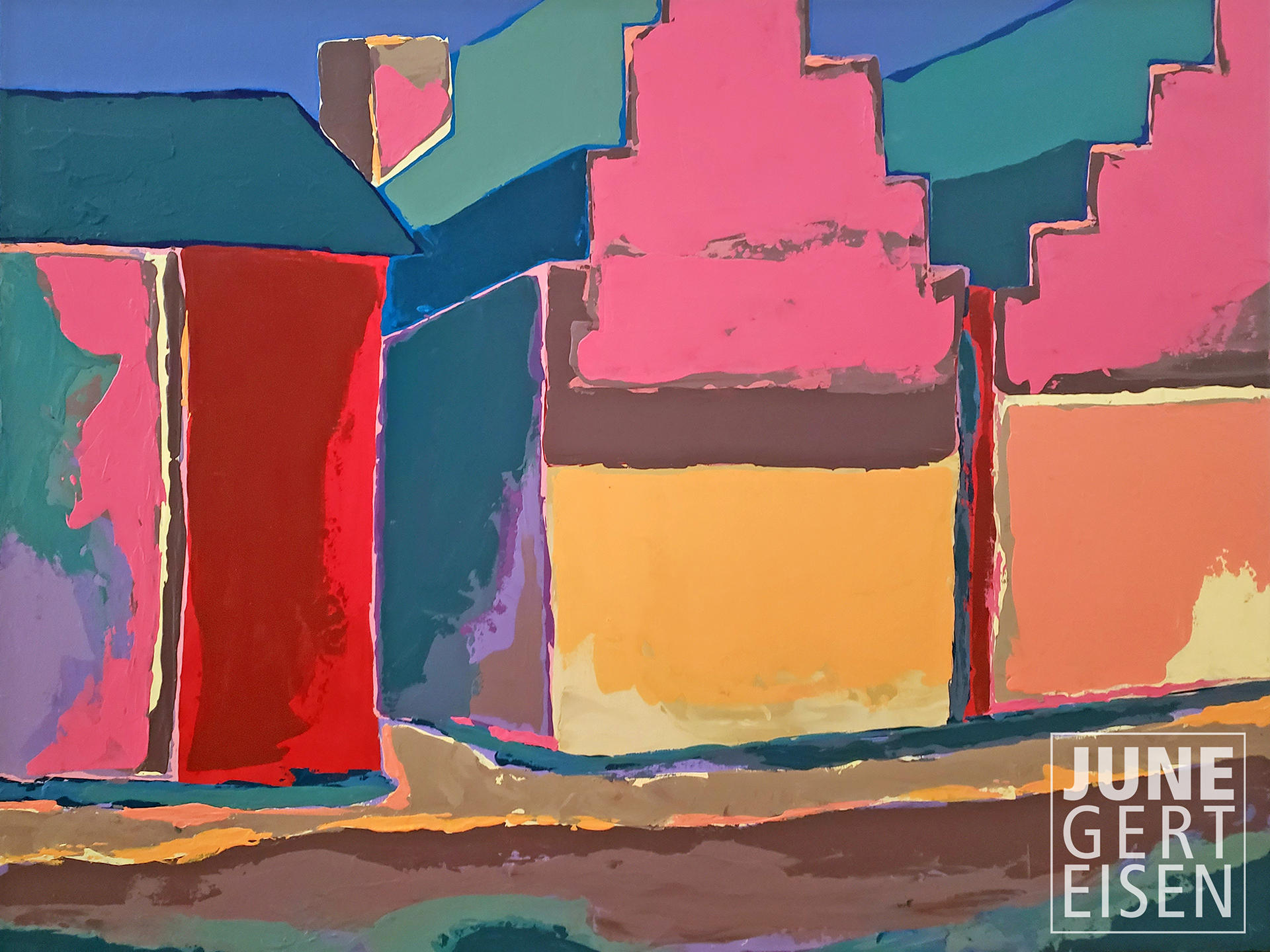 Frankfurt Marktplatz, 2023. Acrylic on canvas, 36 x 48 inches.
