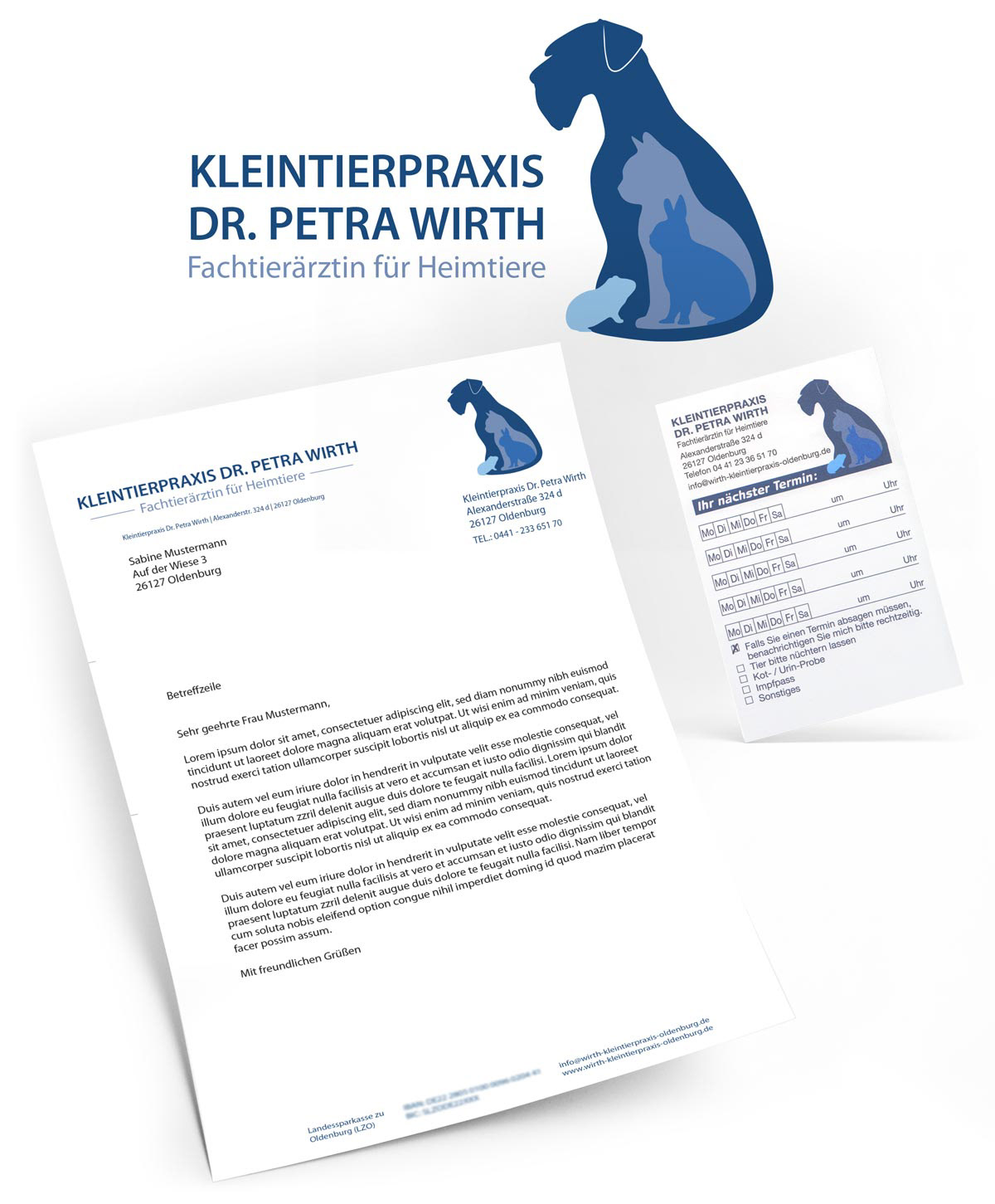 Corporate Design Kleintierpraxis Dr. Petra Wirth