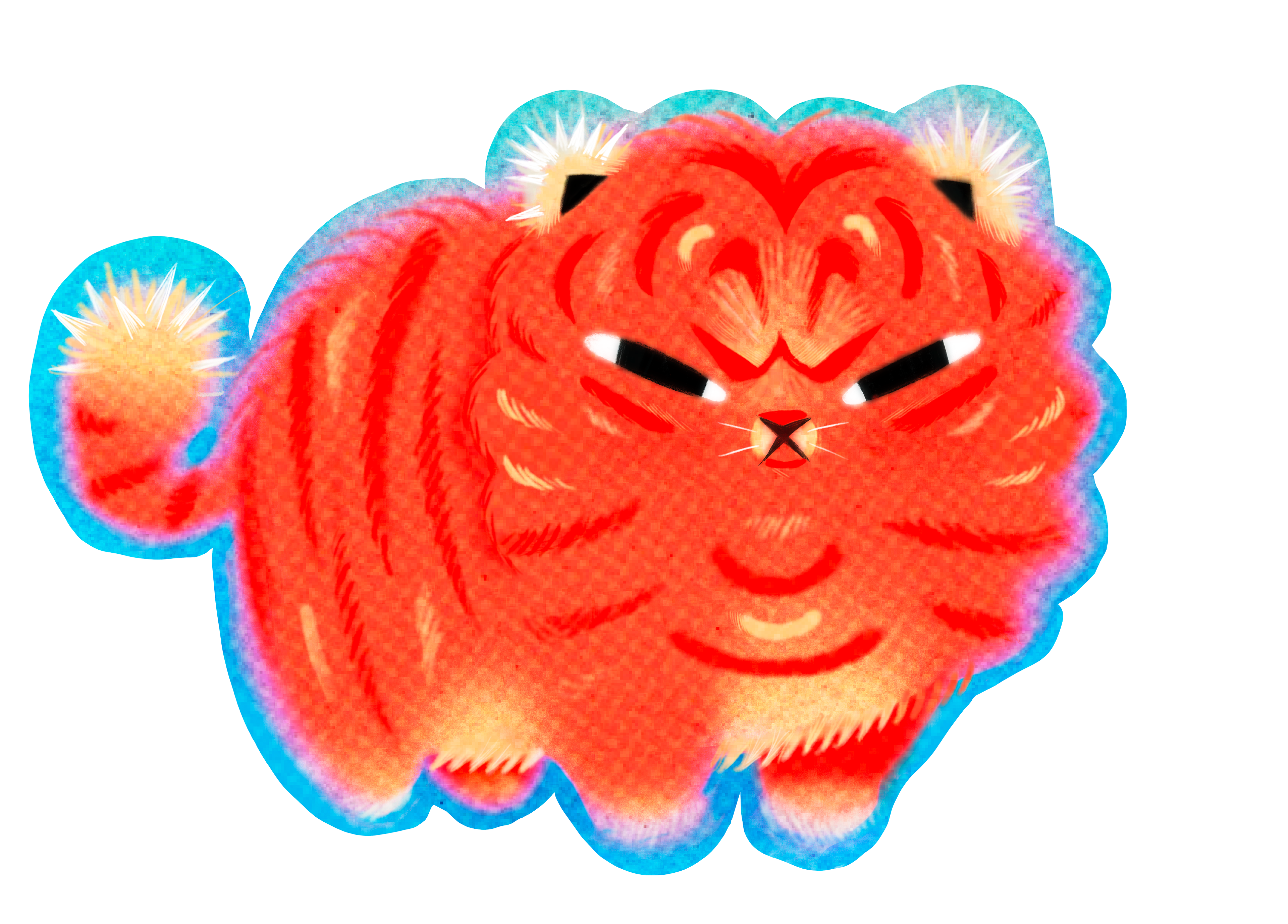 fat angry tiger sticker