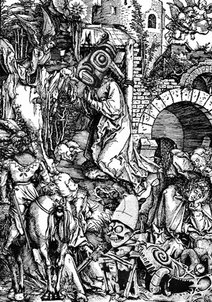 Dialogue with Dürer Series, 2012-14. Collage on Paper, 8 x 10 in. 