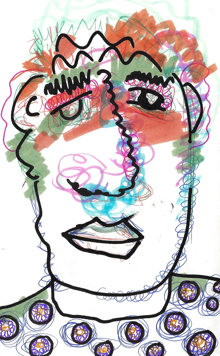 2025 | SELF PORTRAITS | MARKER ON PAPER, 8.5 x 5 IN | Joshua Cornelis