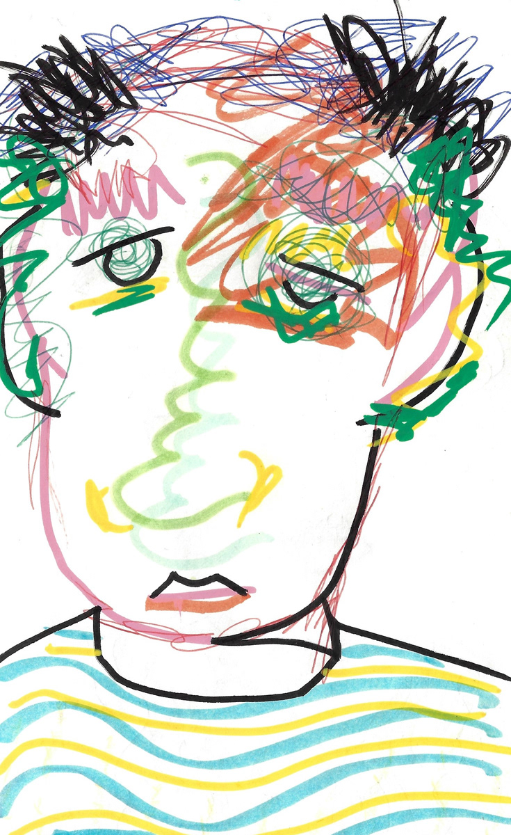 2025 | SELF PORTRAITS | MARKER ON PAPER, 8.5 x 5 IN | Joshua Cornelis