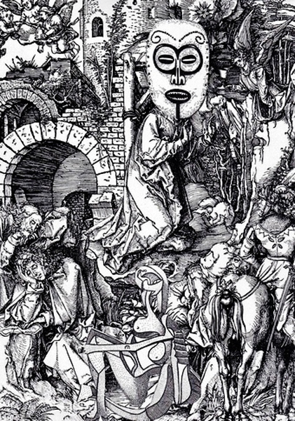 Dialogue with Dürer Series, 2012-14. Collage on Paper, 8 x 10 in. 