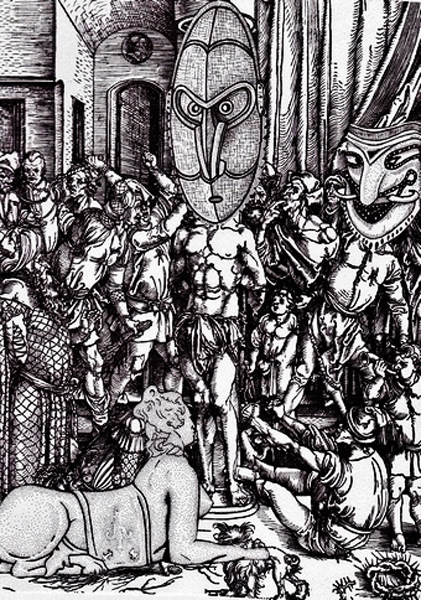 Dialogue with Dürer Series, 2012-14. Collage on Paper, 8 x 10 in. 