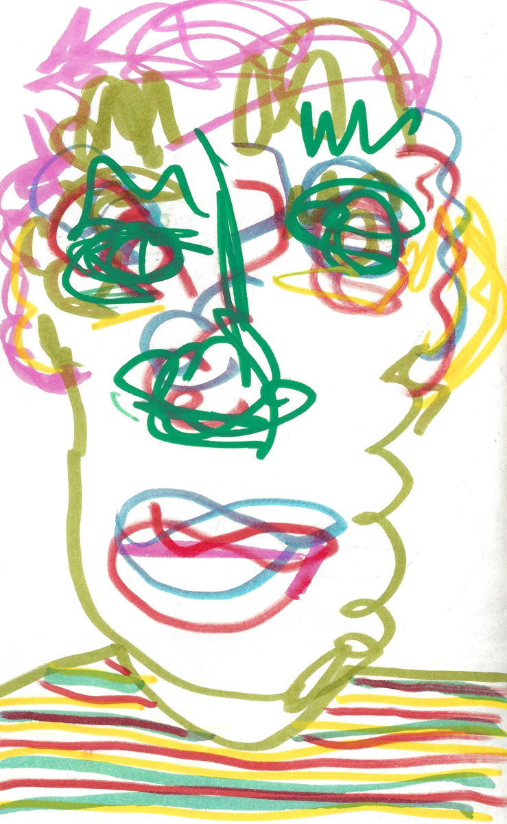 2025 | SELF PORTRAITS | MARKER ON PAPER, 8.5 x 5 IN | Joshua Cornelis