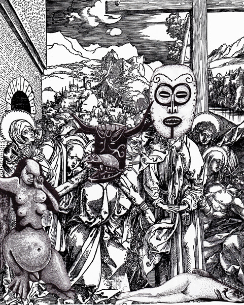 Dialogue with Dürer Series, 2012-14. Collage on Paper, 8 x 10 in. 