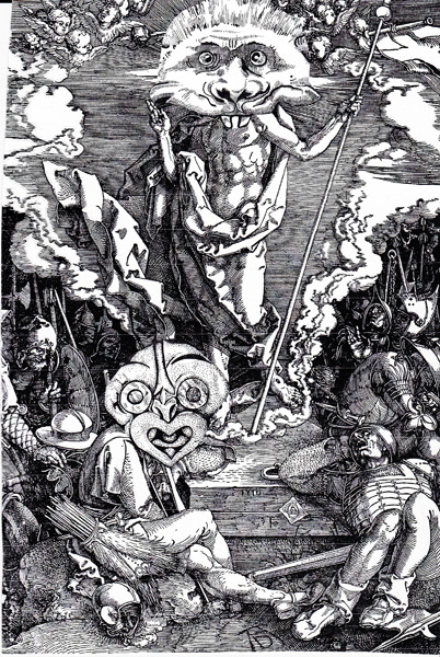 Dialogue with Dürer Series, 2012-14. Collage on Paper, 8 x 10 in. 