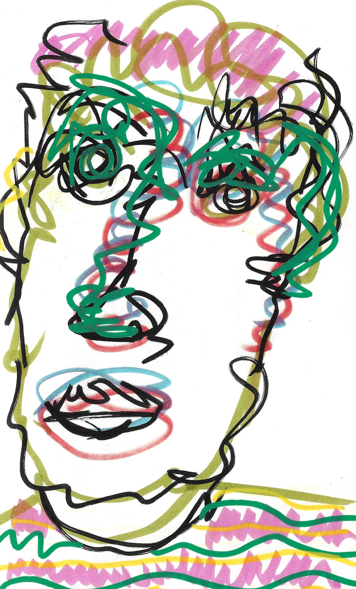 2025 | SELF PORTRAITS | MARKER ON PAPER, 8.5 x 5 IN | Joshua Cornelis