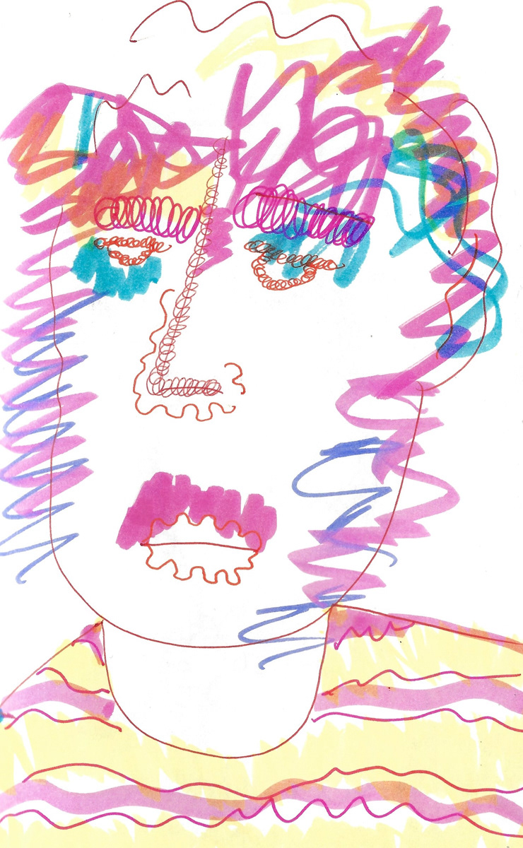 2025 | SELF PORTRAITS | MARKER ON PAPER, 8.5 x 5 IN | Joshua Cornelis