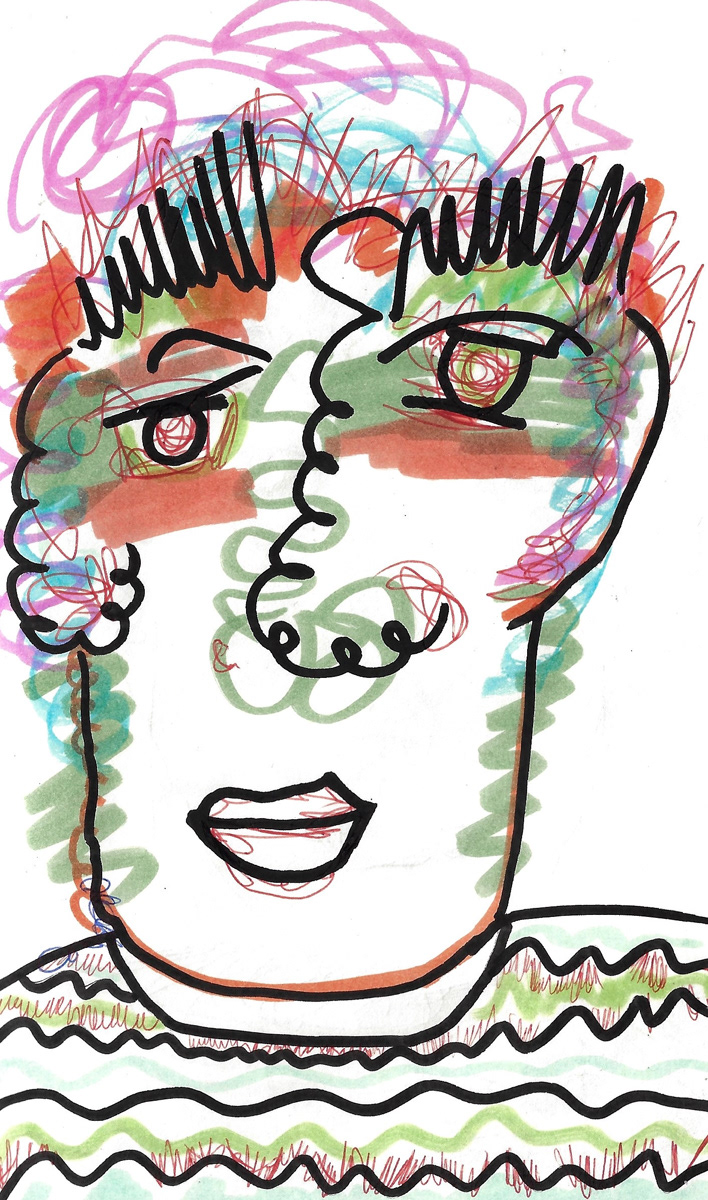 2025 | SELF PORTRAITS | MARKER ON PAPER, 8.5 x 5 IN | Joshua Cornelis