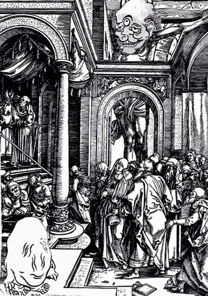 Dialogue with Dürer Series, 2012-14. Collage on Paper, 8 x 10 in. 