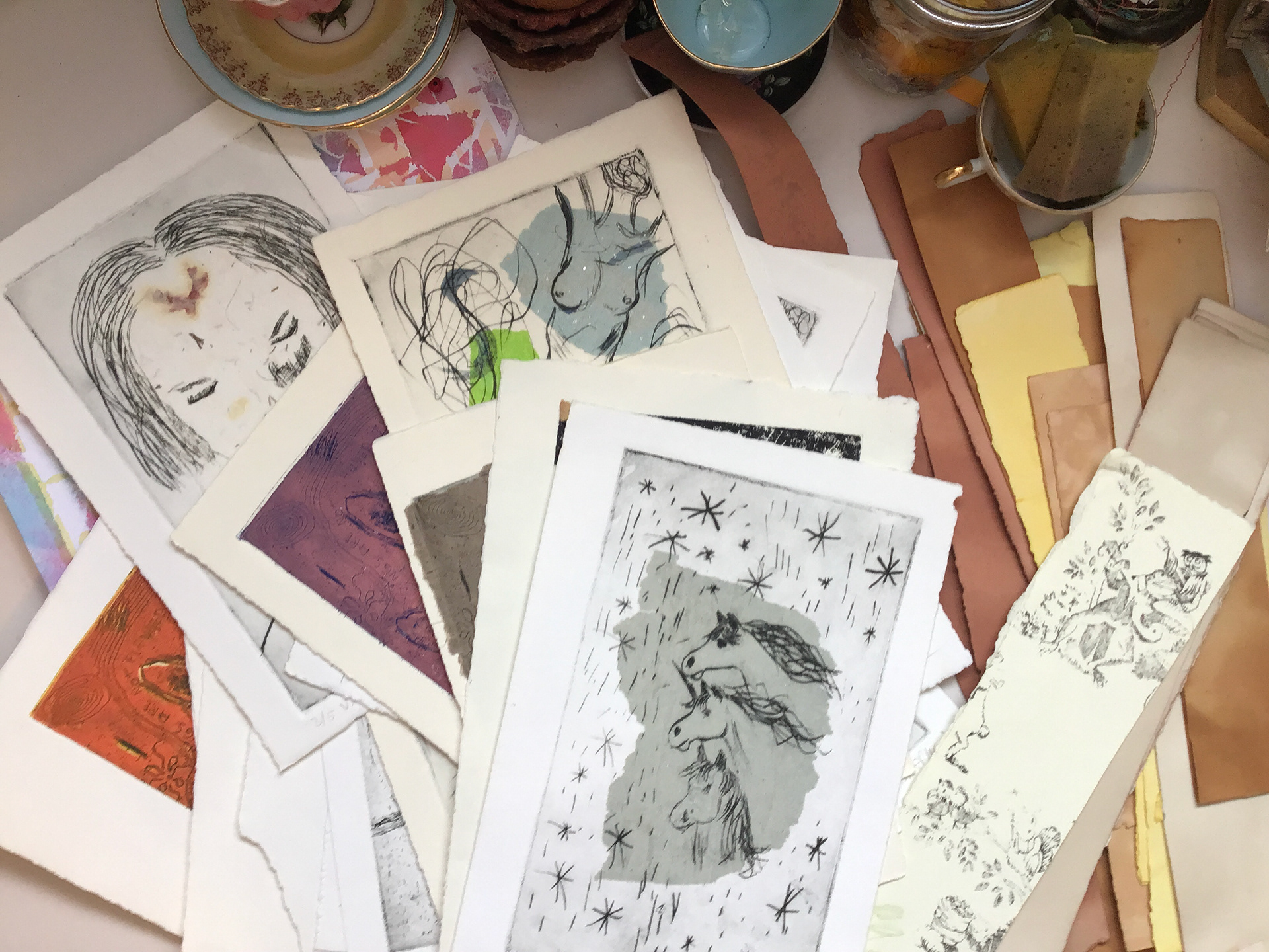 Gather all papers to be used in sketchbook