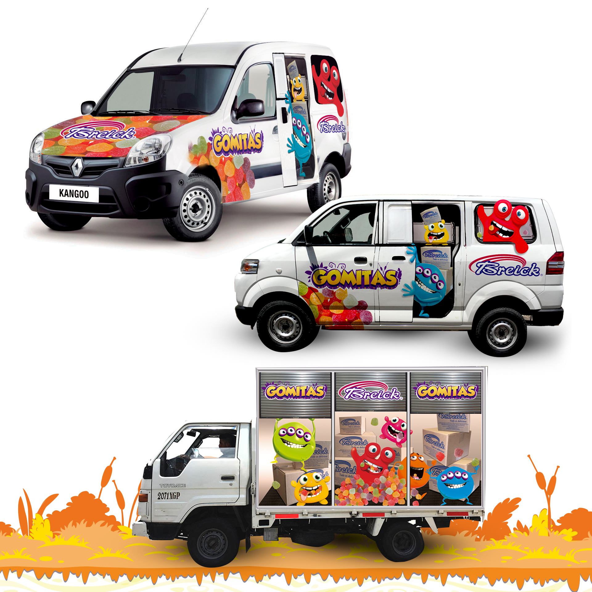 Illustration - design des personnages - typographie - flocage de voiture - décoration - Habillage de véhicules