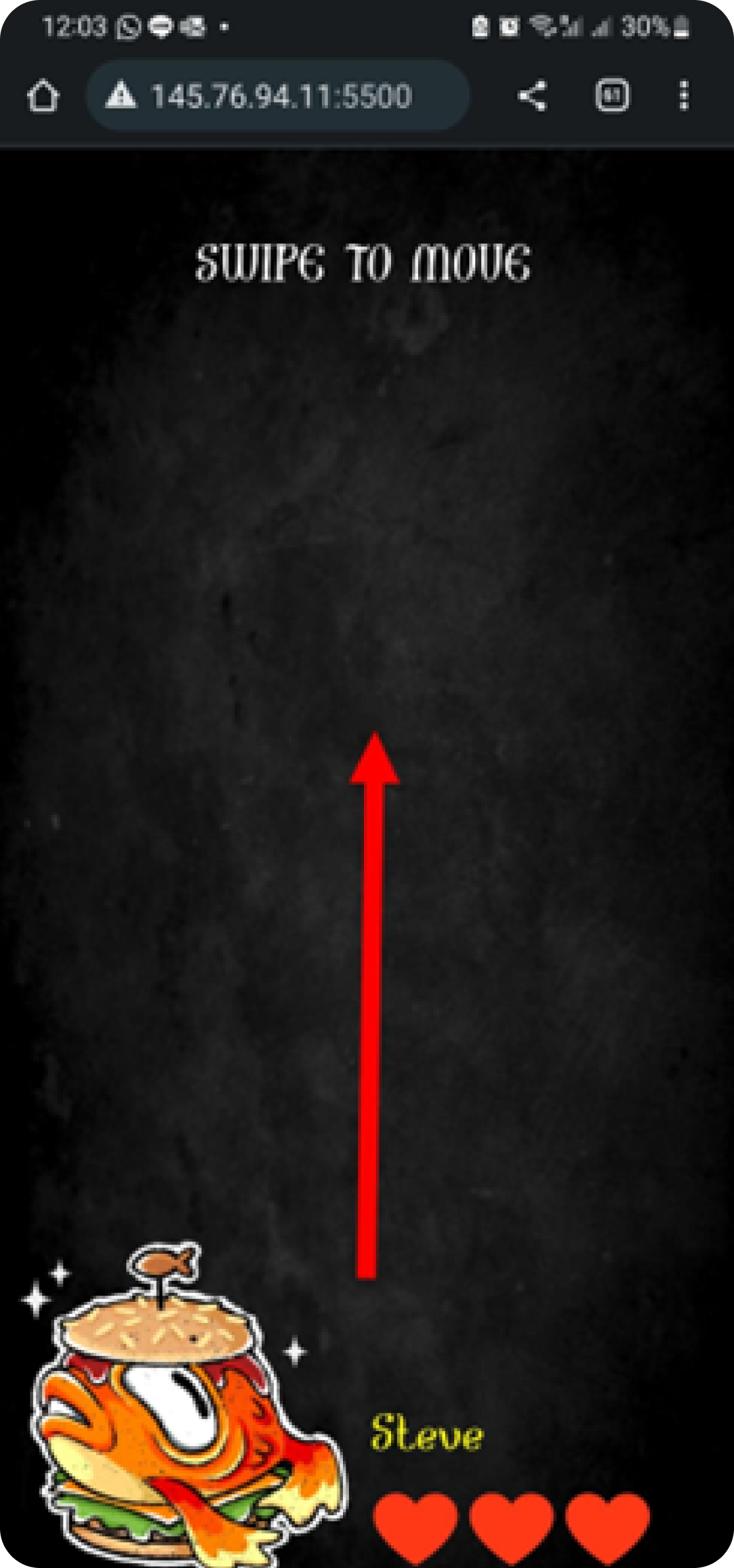 Swiping Bottom to Top, in the direction of the Jump