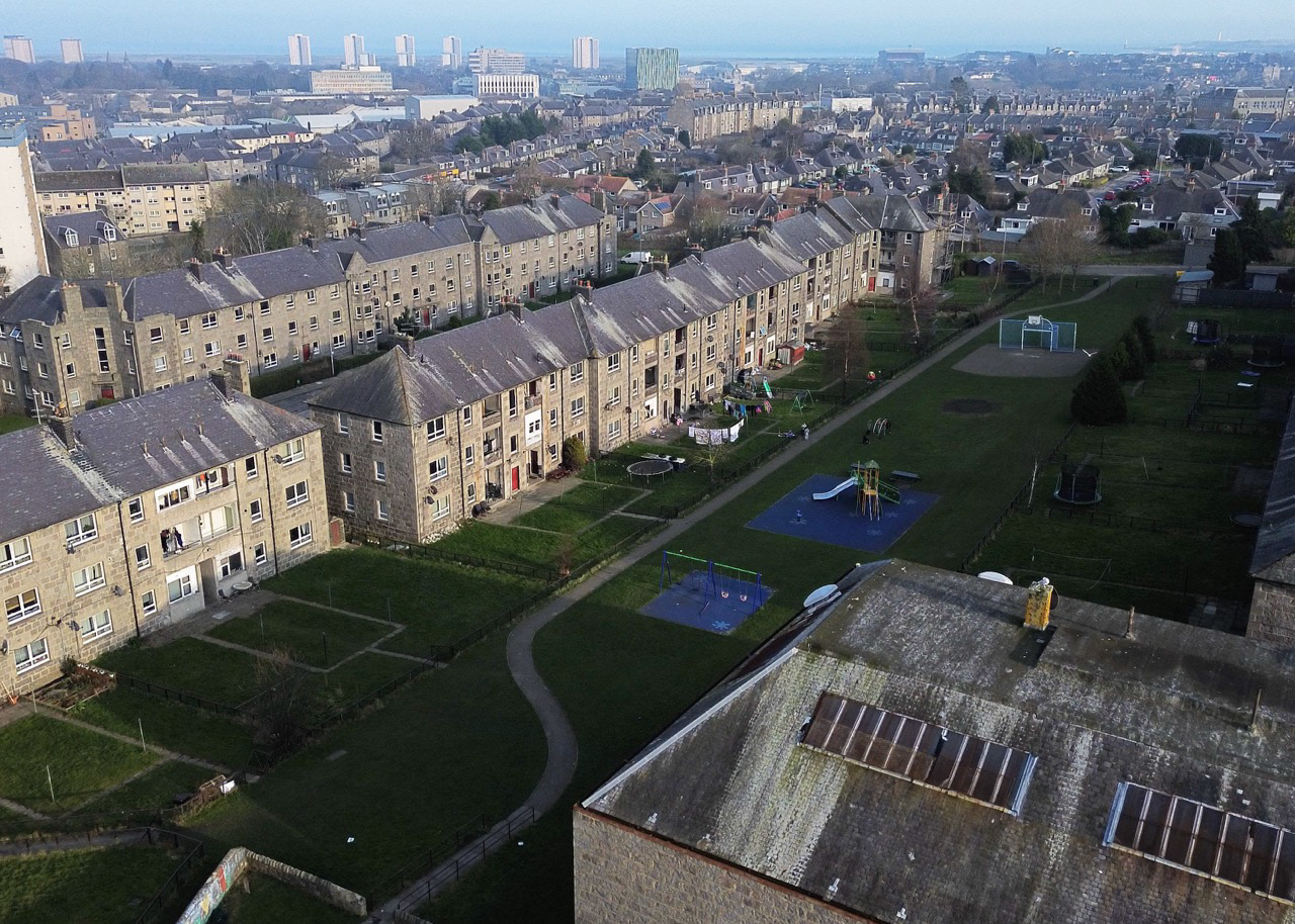 Establishing shot of Printfield and the walking trail