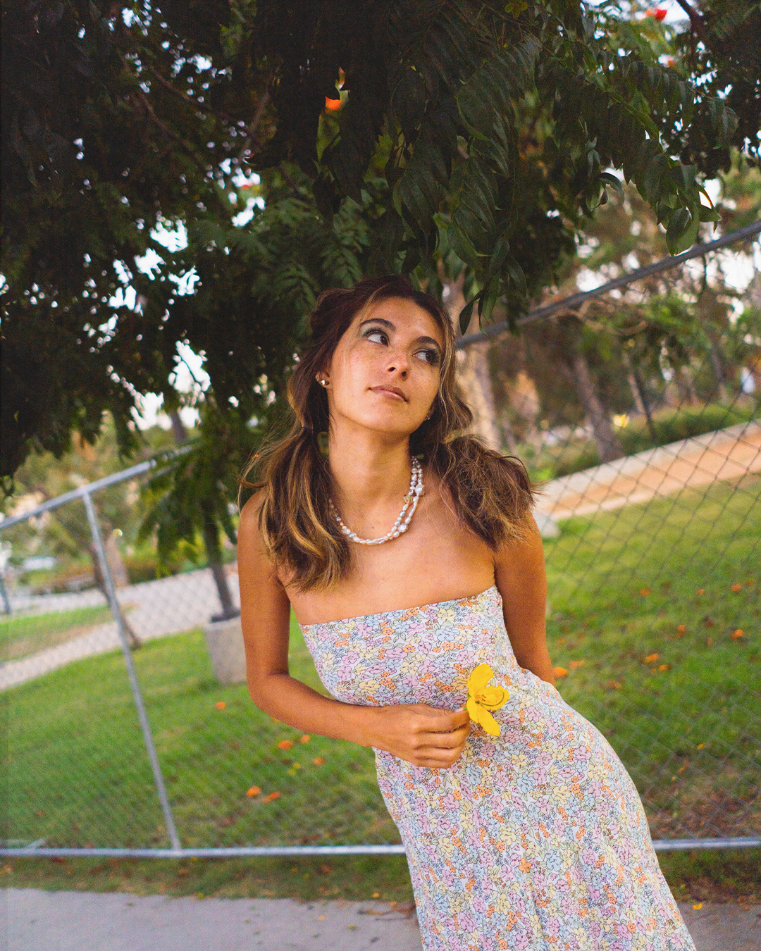 Jessica Chea Fashion Model floral dress pearly guts inspiration photographer in Silverlake, Los Angeles, CA