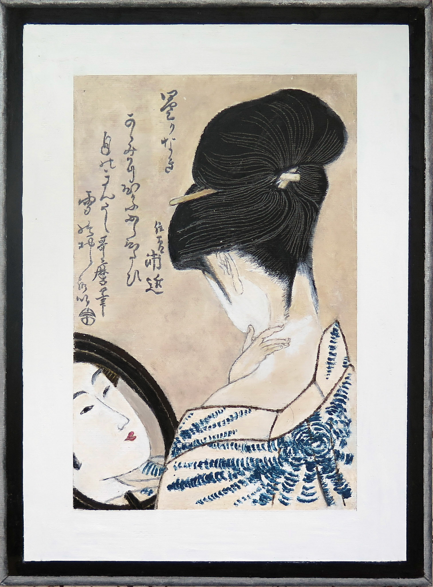 Kaplan and Carmel, 2020 | Utamaro Kitagawa, Beauty in front of Mirror, 1750-1806, replica framed by the Soberman's
