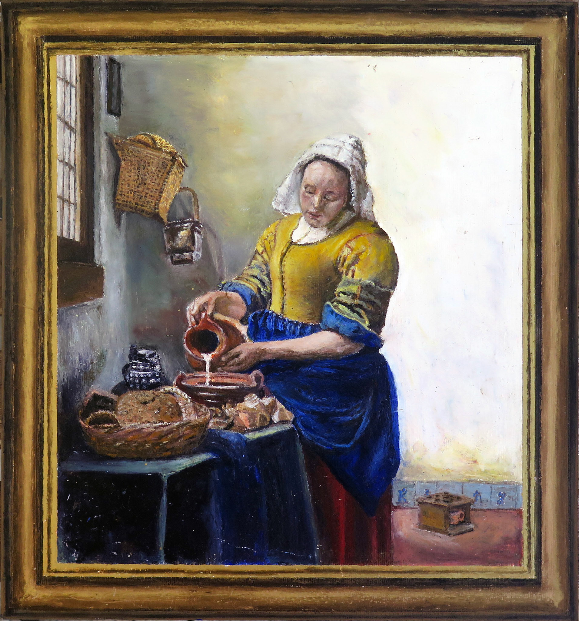Kaplan and Carmel, 2020 | Milkmaid Johannes Vermeer, The Milkmaid, 1660, replica framed by the Soberman's